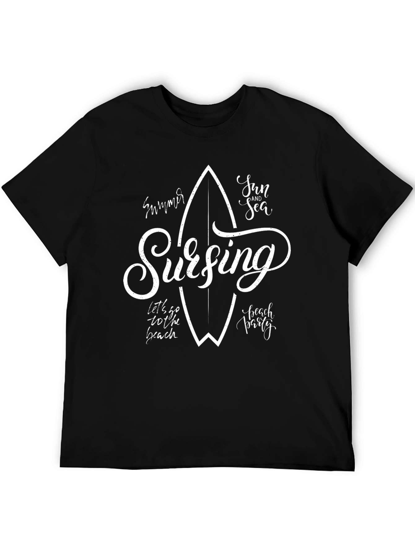 Surfing Graphic Black Tee - Summer Beach Vibes T-Shirt