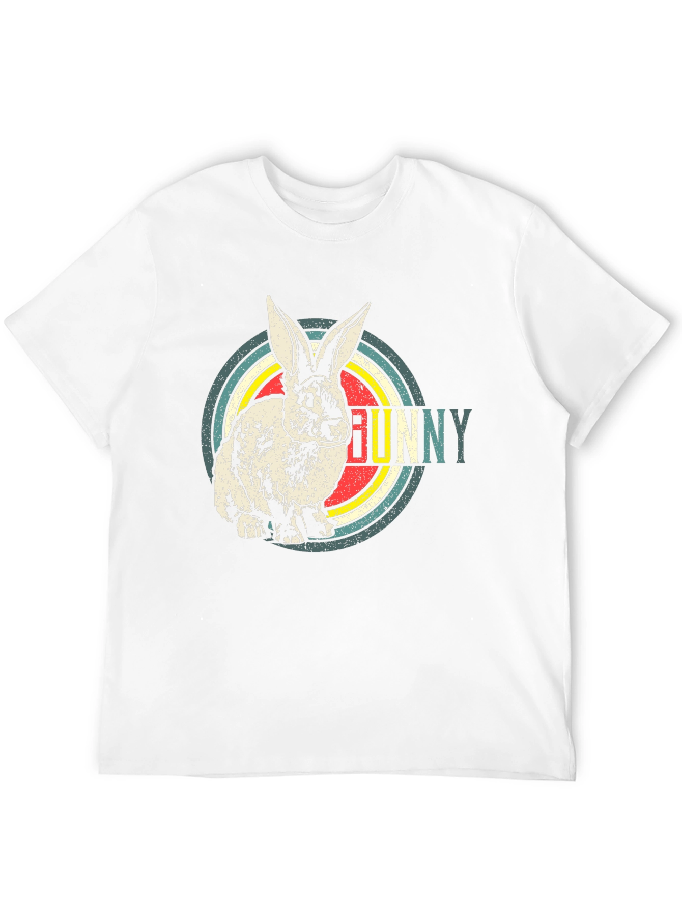 Retro Bunny Graphic T-Shirt - Mens Black Cotton Tee