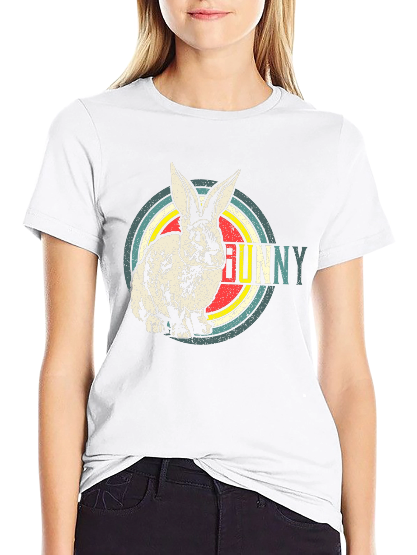 Retro Bunny Graphic T-Shirt - Mens Black Cotton Tee