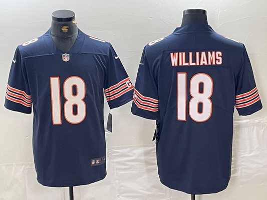 Men's Chicago Bears Caleb Williams #18 Navy 2024 NFL Draft First Round Pick Player Game Jerseys