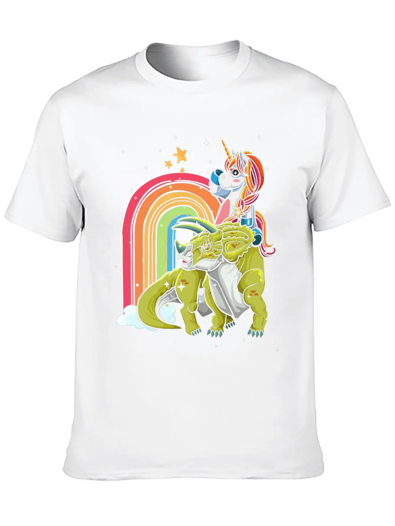 Dabbing Unicorn Riding T Rex Boys Girls Halloween Unisex Short Sleeve Soft Cotton T-Shirt – Casual Everyday Wear