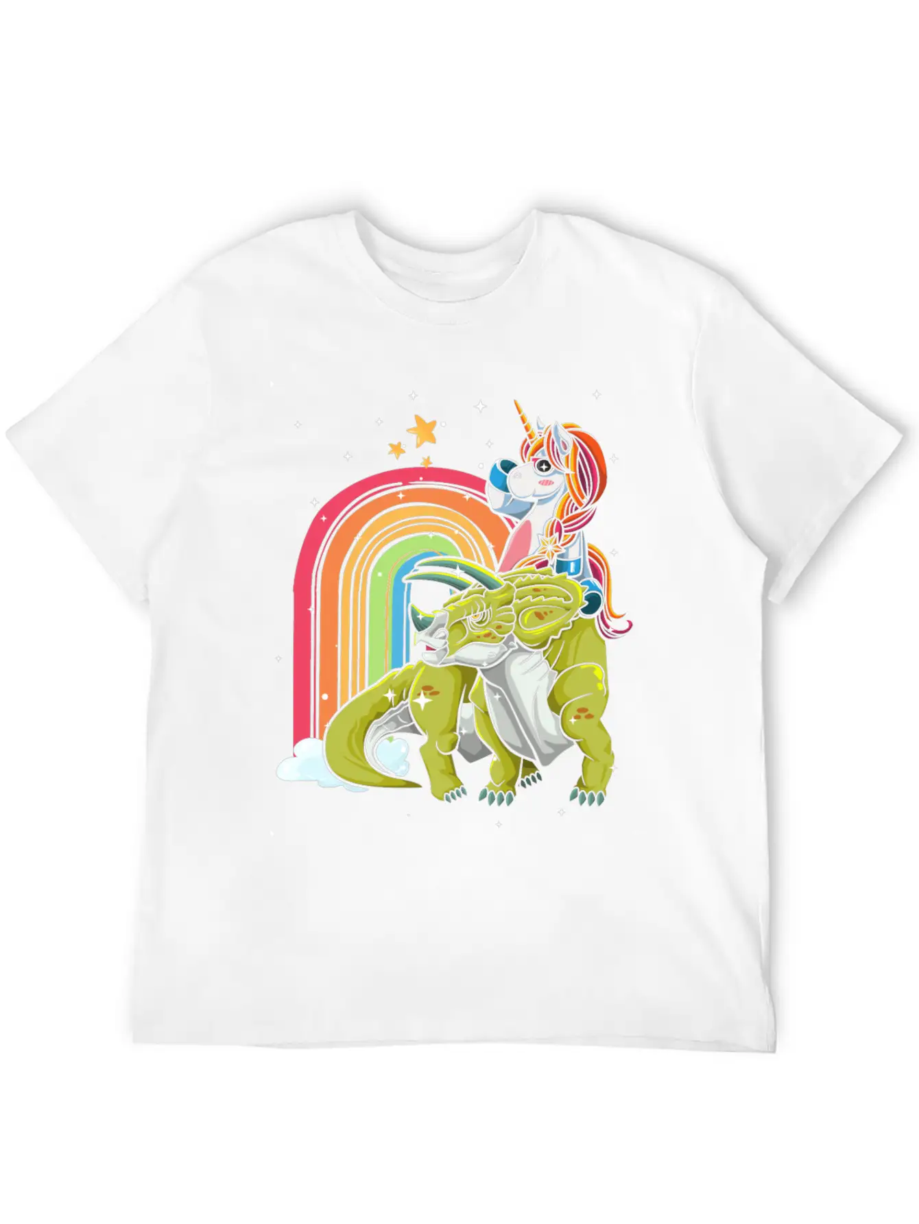 Dabbing Unicorn Riding T Rex Boys Girls Halloween Unisex Short Sleeve Soft Cotton T-Shirt – Casual Everyday Wear