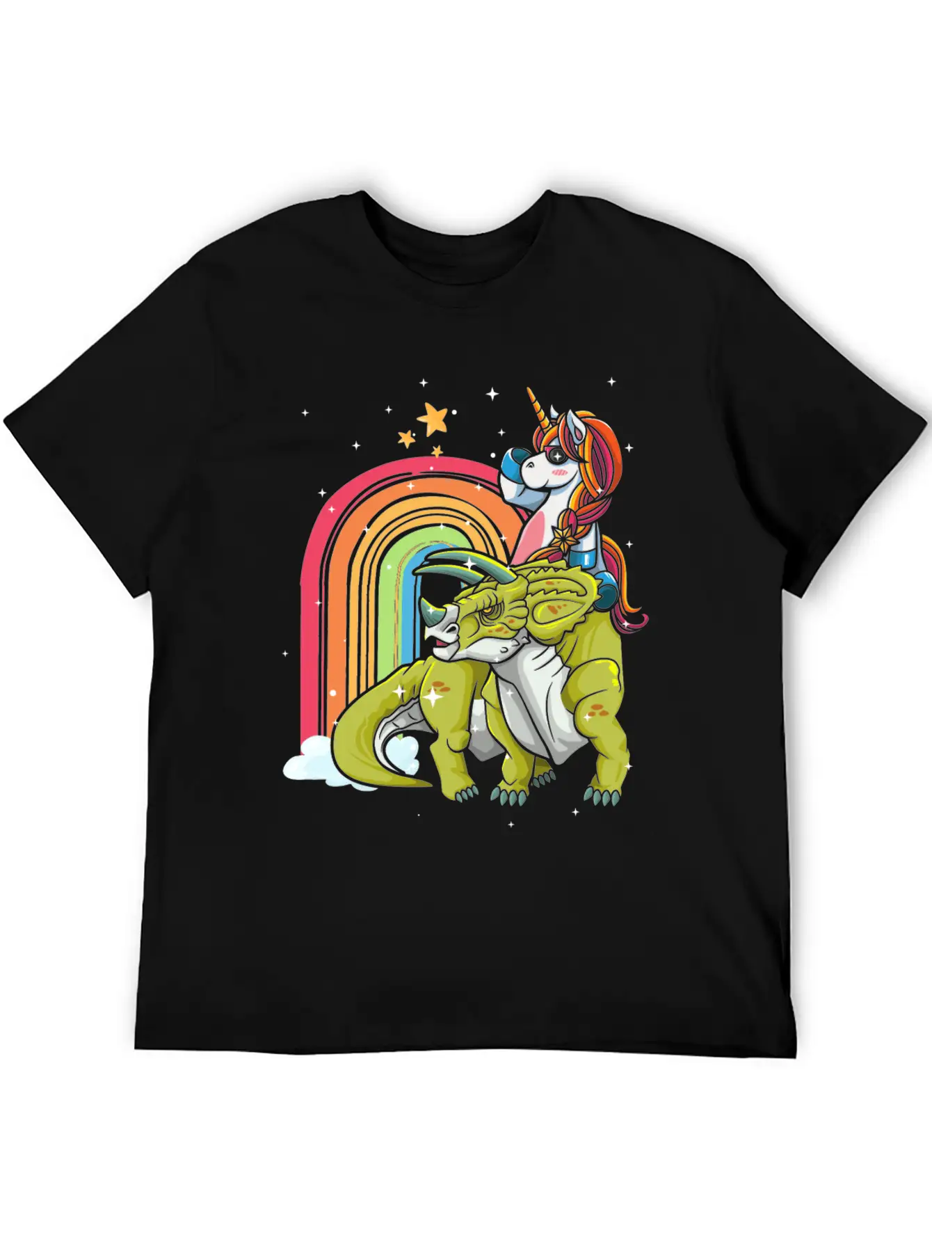 Dabbing Unicorn Riding T Rex Boys Girls Halloween Unisex Short Sleeve Soft Cotton T-Shirt – Casual Everyday Wear