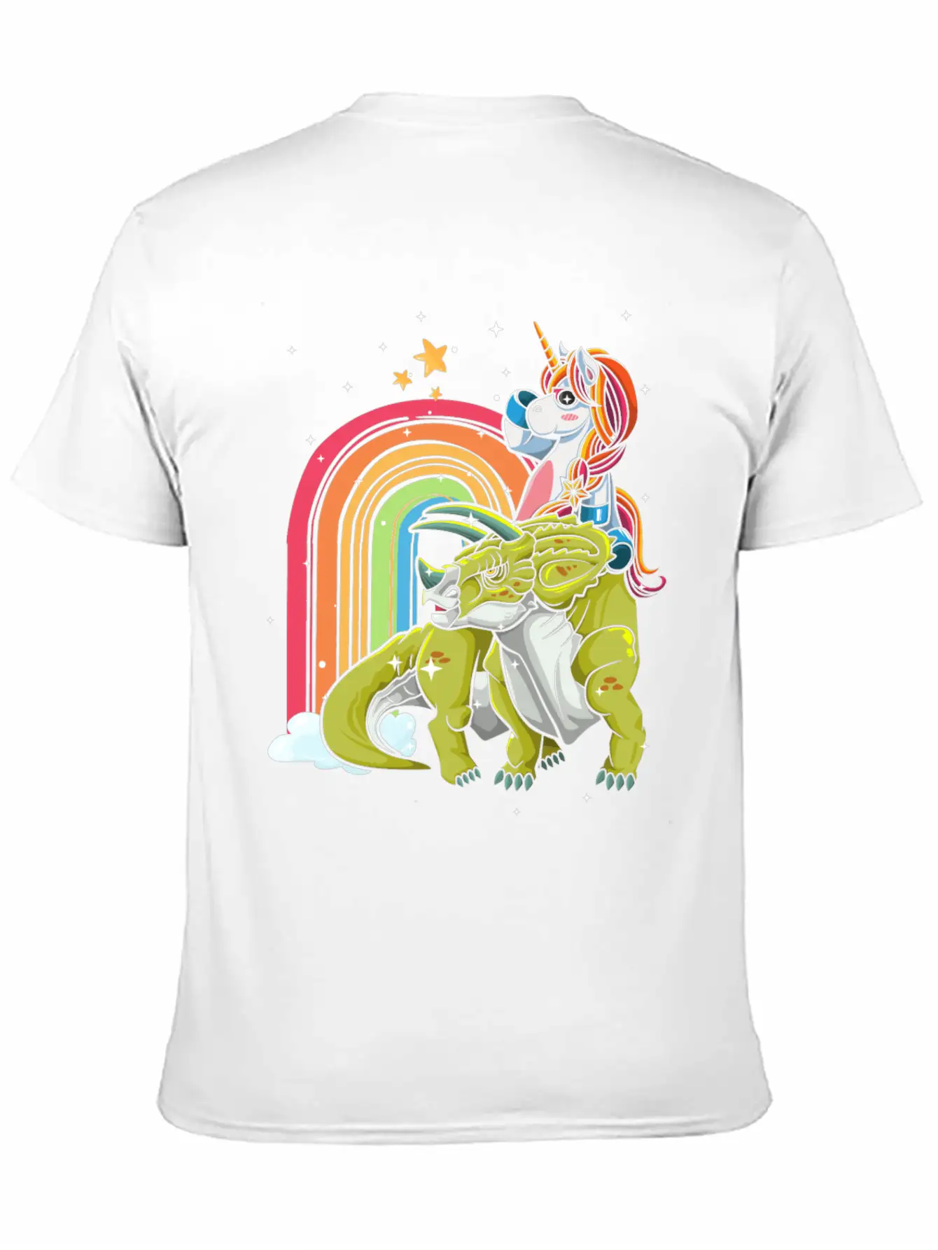 Dabbing Unicorn Riding T Rex Boys Girls Halloween Unisex Short Sleeve Soft Cotton T-Shirt – Casual Everyday Wear