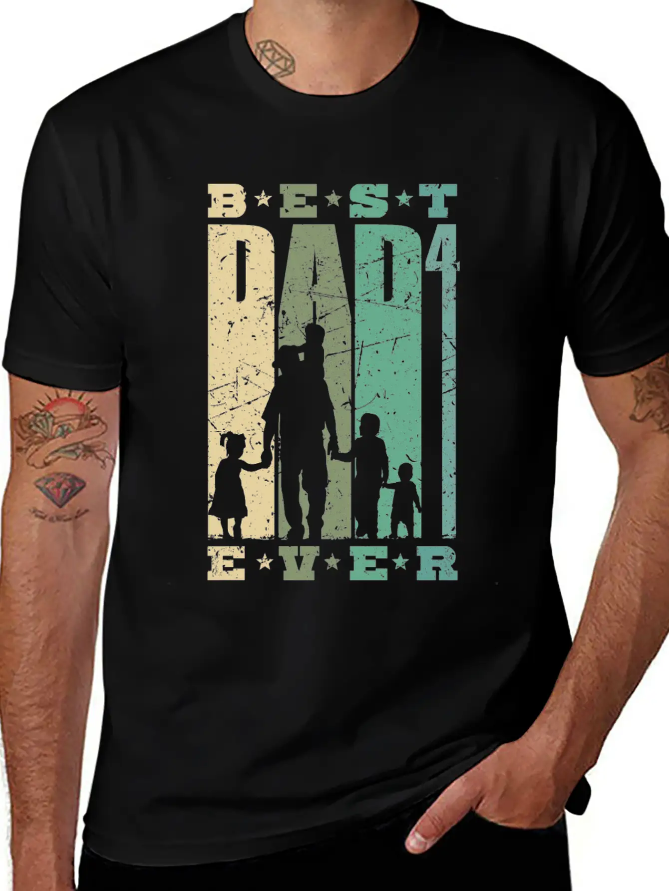 Dad High 4 Father 4 Children Quadruple Dad Gift Unisex Short Sleeve Soft Cotton T-Shirt – Casual Everyday Wear