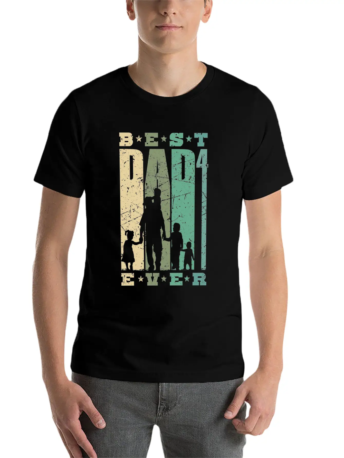 Dad High 4 Father 4 Children Quadruple Dad Gift Unisex Short Sleeve Soft Cotton T-Shirt – Casual Everyday Wear