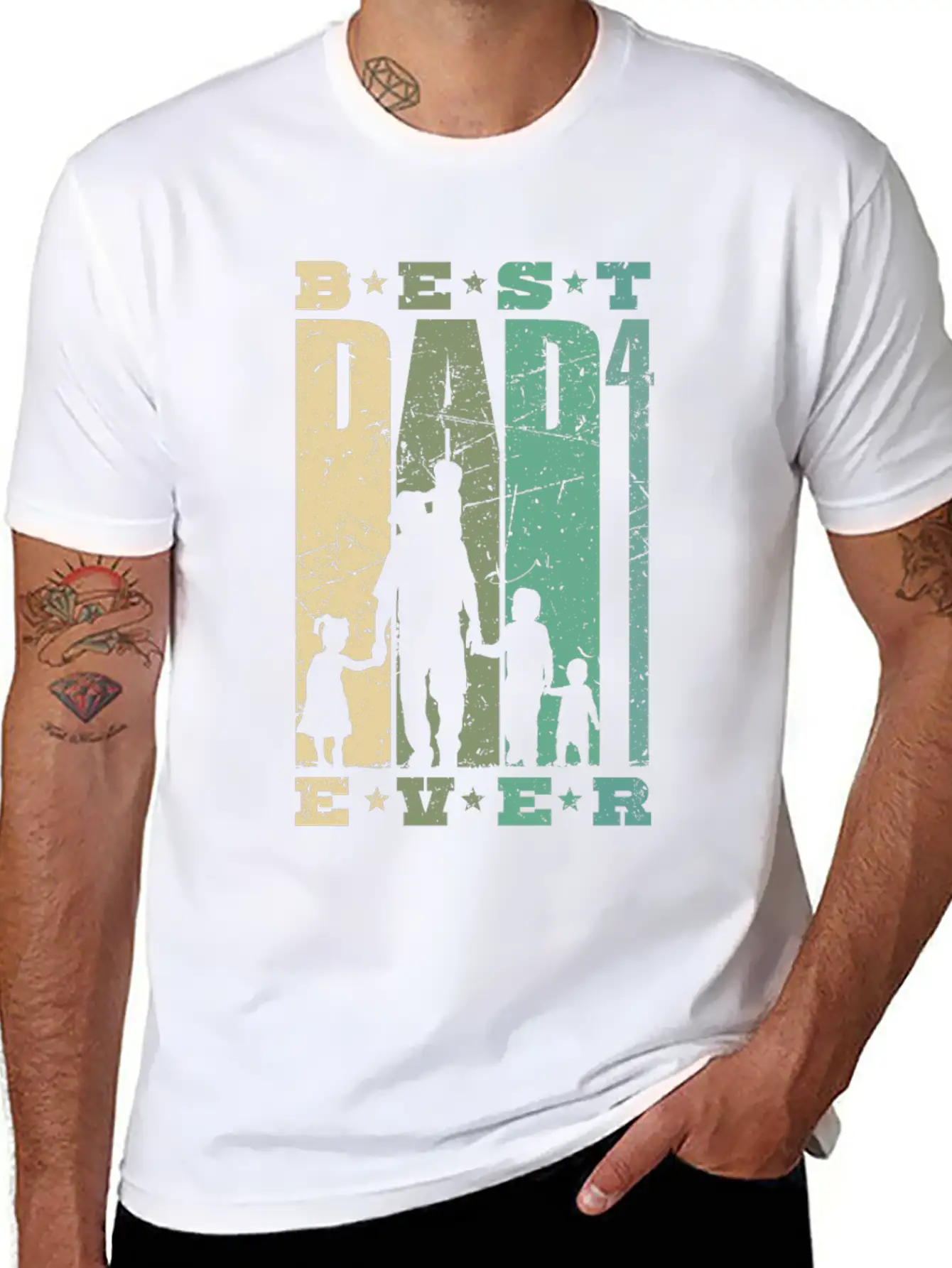 Dad High 4 Father 4 Children Quadruple Dad Gift Unisex Short Sleeve Soft Cotton T-Shirt – Casual Everyday Wear
