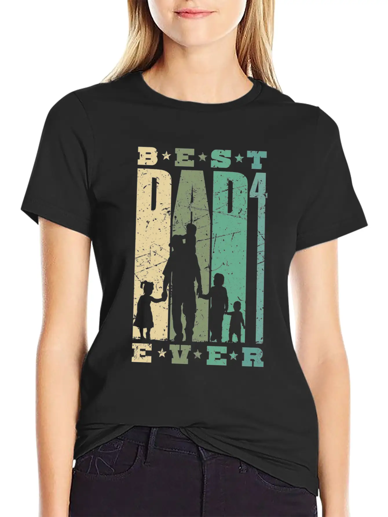 Dad High 4 Father 4 Children Quadruple Dad Gift Unisex Short Sleeve Soft Cotton T-Shirt – Casual Everyday Wear