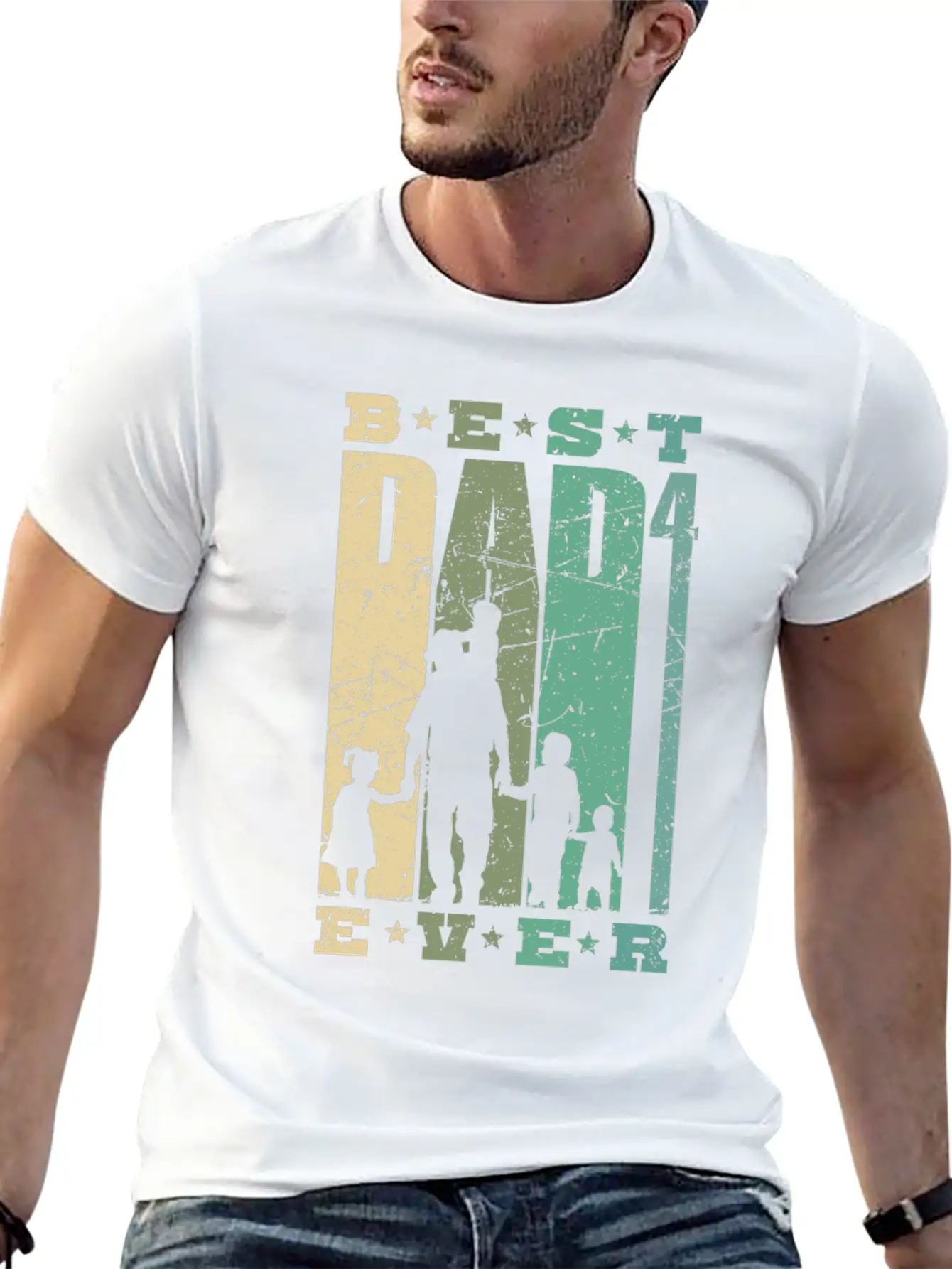 Dad High 4 Father 4 Children Quadruple Dad Gift Unisex Short Sleeve Soft Cotton T-Shirt – Casual Everyday Wear
