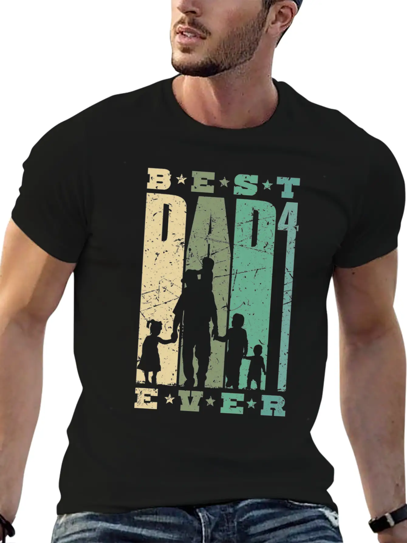 Dad High 4 Father 4 Children Quadruple Dad Gift Unisex Short Sleeve Soft Cotton T-Shirt – Casual Everyday Wear