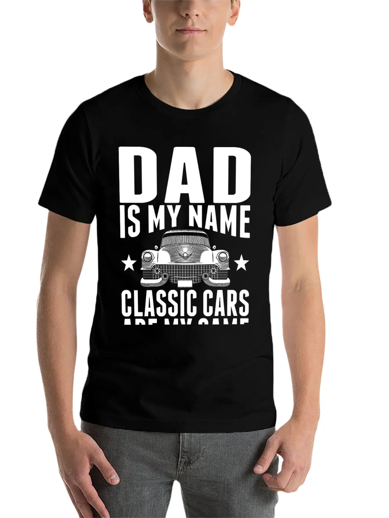 Dad Is My Name Classic Cars Are My Game Tshirt Stylish Everyday T-Shirt – Unisex Basic Cotton Tee