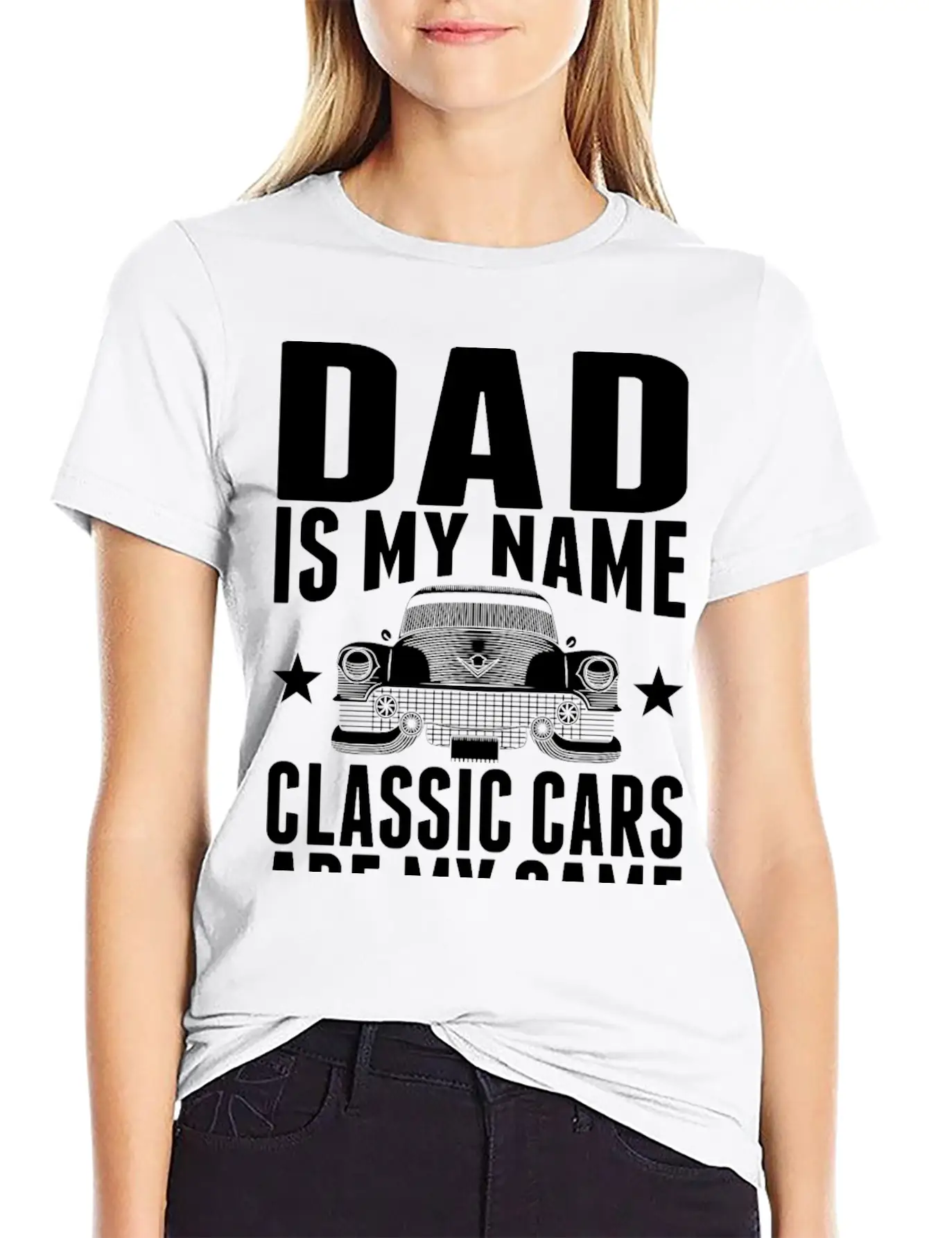 Dad Is My Name Classic Cars Are My Game Tshirt Stylish Everyday T-Shirt – Unisex Basic Cotton Tee