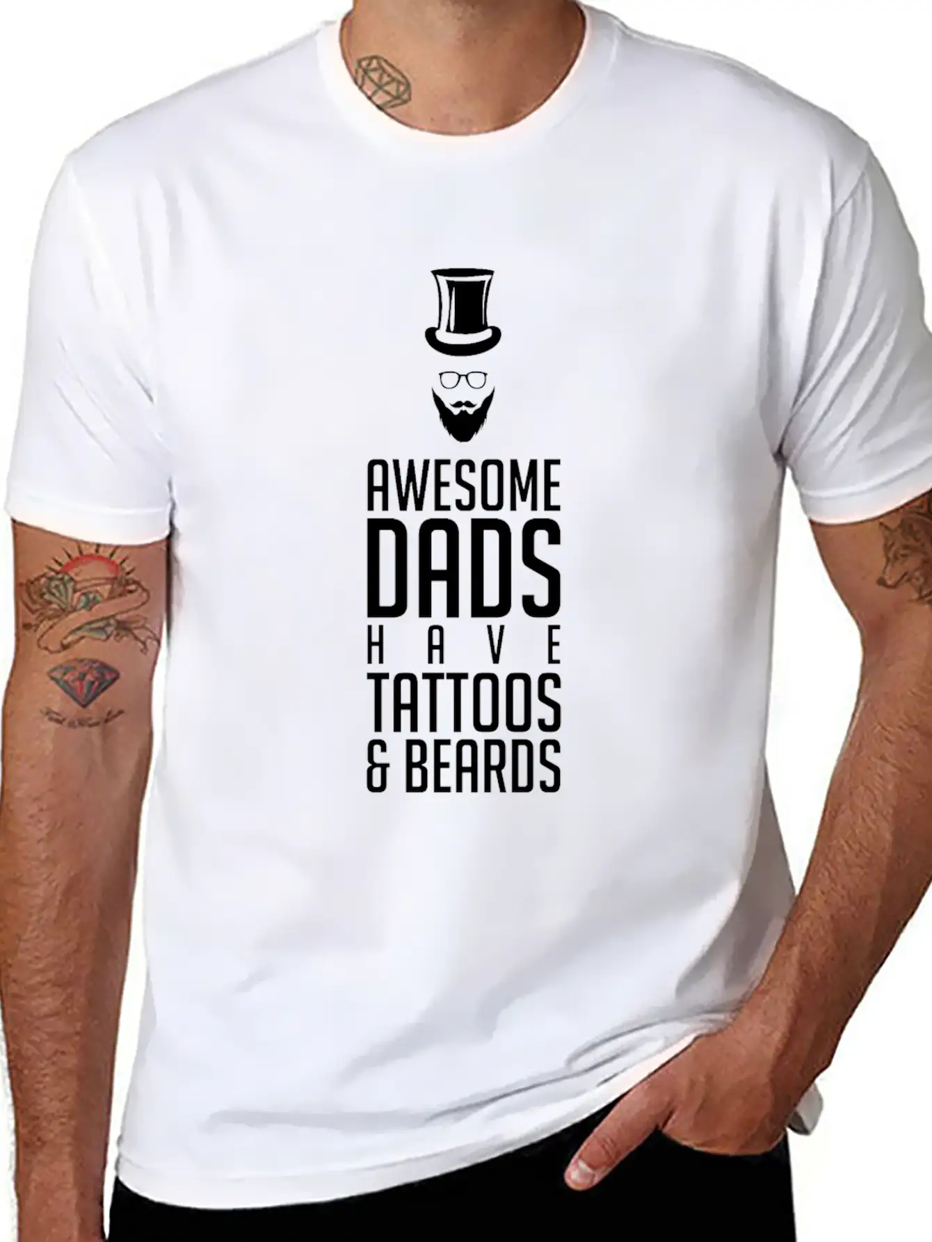 Dad Tattoo Unisex Short Sleeve Soft Cotton T-Shirt – Casual Everyday Wear