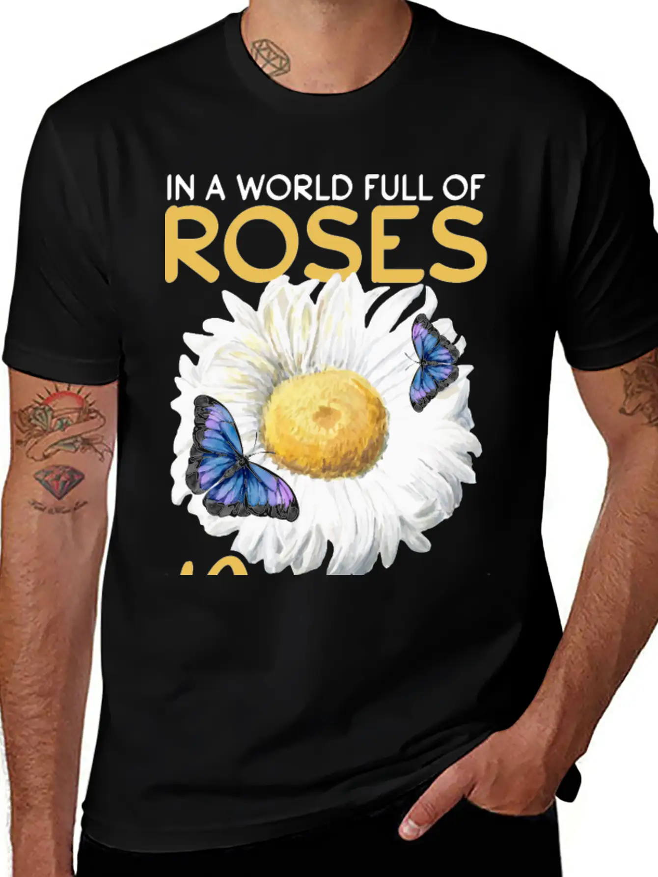 Daisy Butterfly Flower Women Gardening Basic Graphic T-Shirt – Daily Comfort In Soft Cotton
