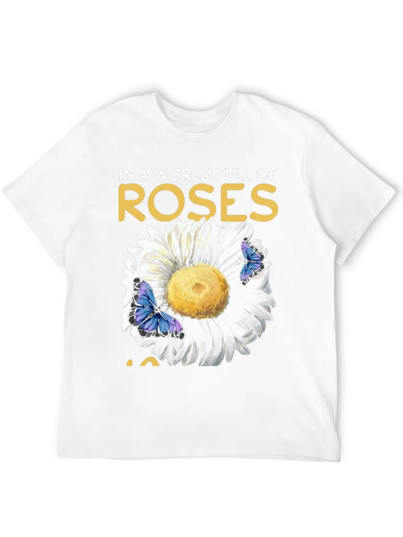 Daisy Butterfly Flower Women Gardening Basic Graphic T-Shirt – Daily Comfort In Soft Cotton