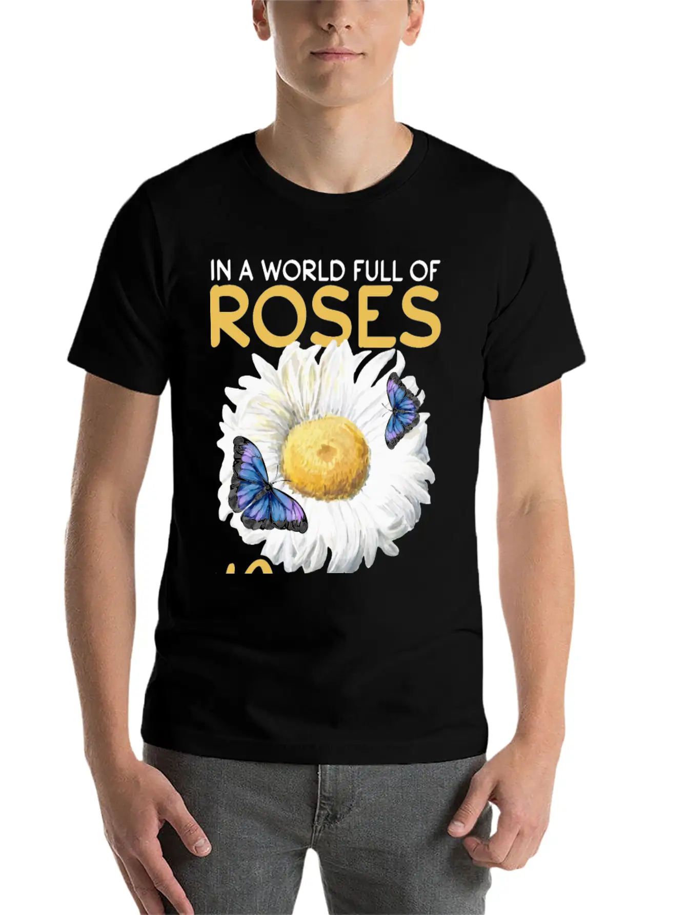 Daisy Butterfly Flower Women Gardening Basic Graphic T-Shirt – Daily Comfort In Soft Cotton