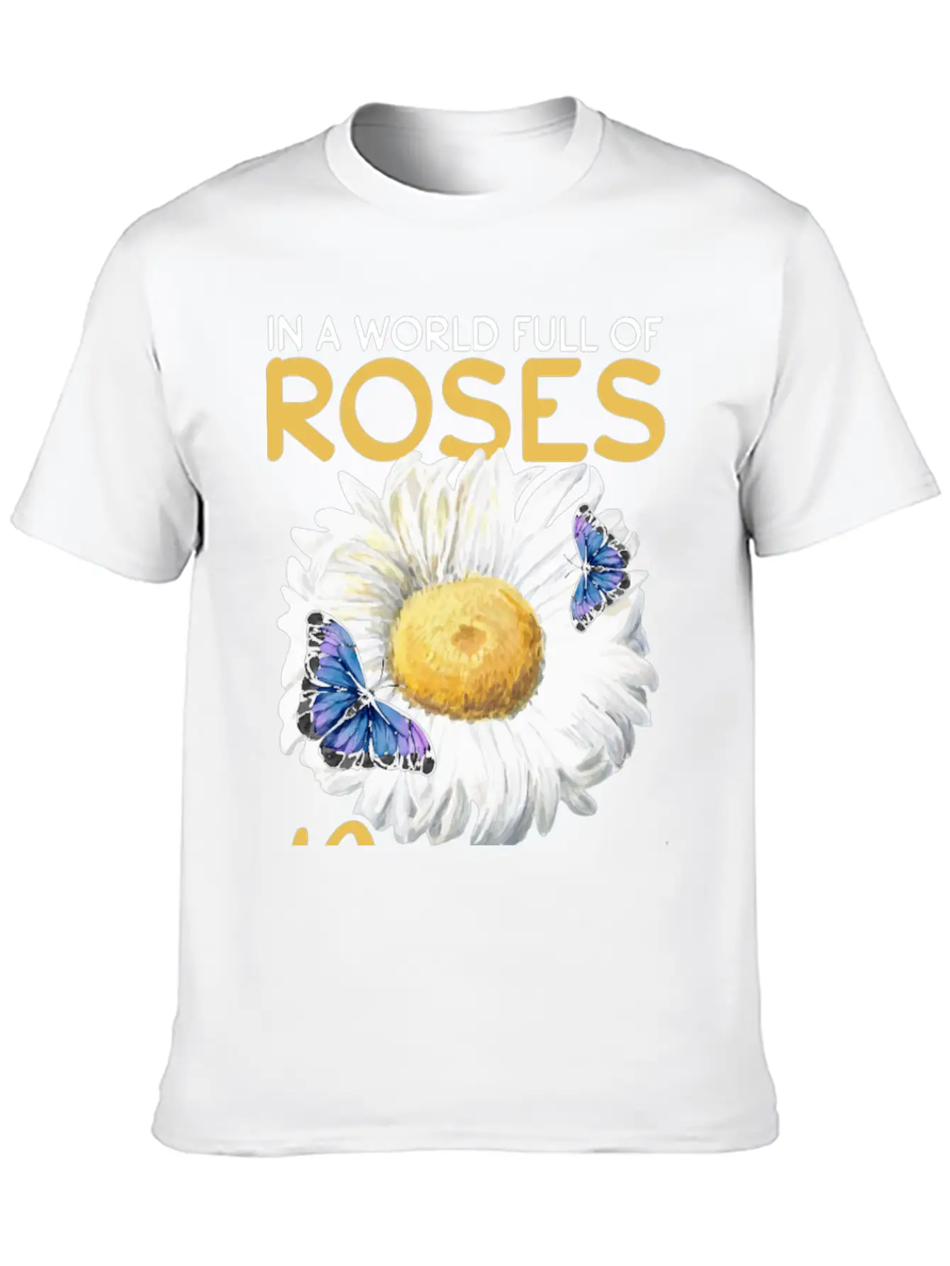 Daisy Butterfly Flower Women Gardening Basic Graphic T-Shirt – Daily Comfort In Soft Cotton