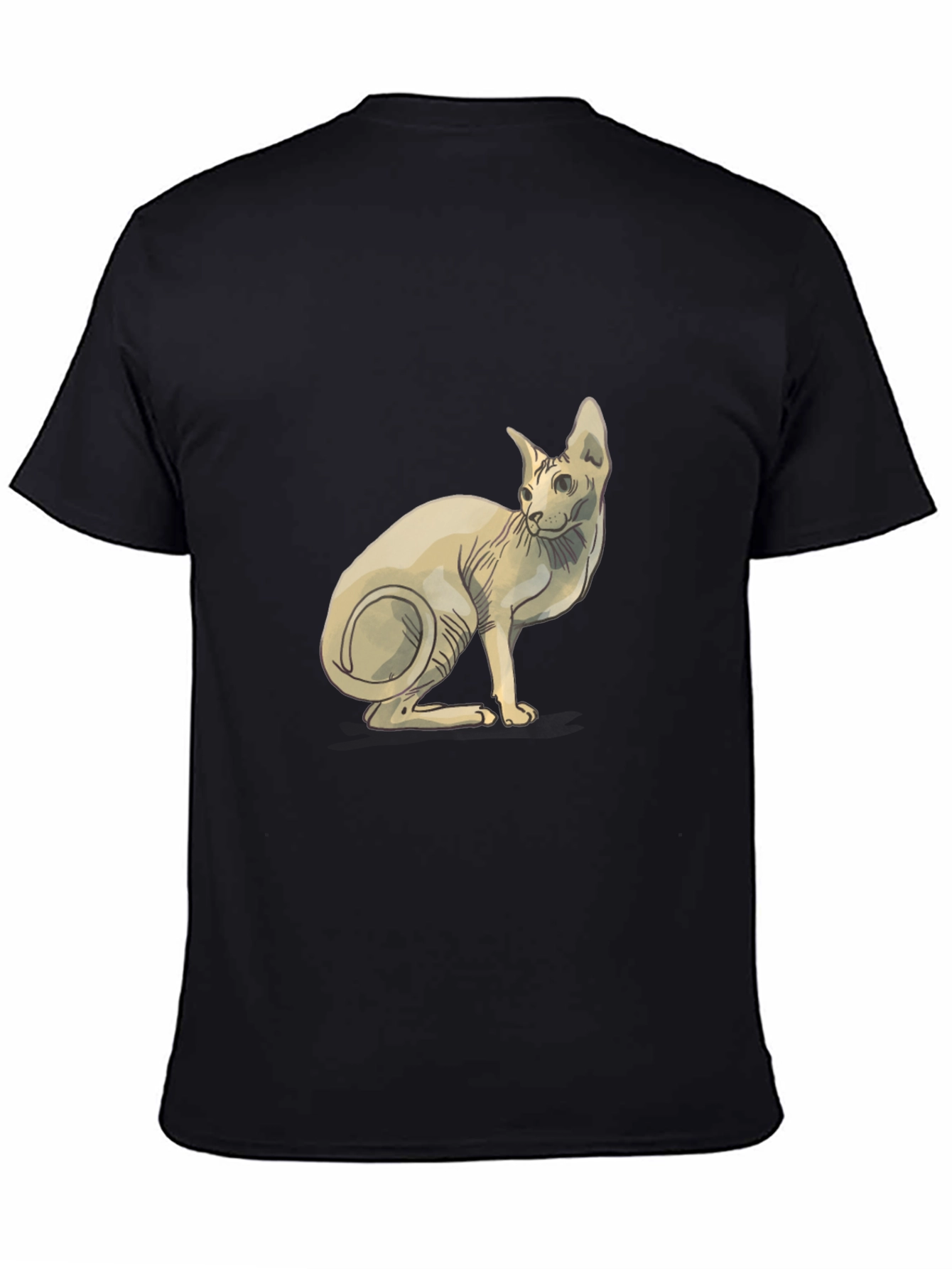 Sphynx Cat Graphic T-Shirt - Stylish Black Tee