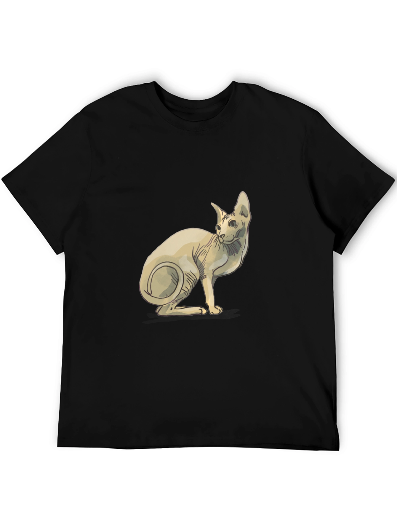Sphynx Cat Graphic T-Shirt - Stylish Black Tee