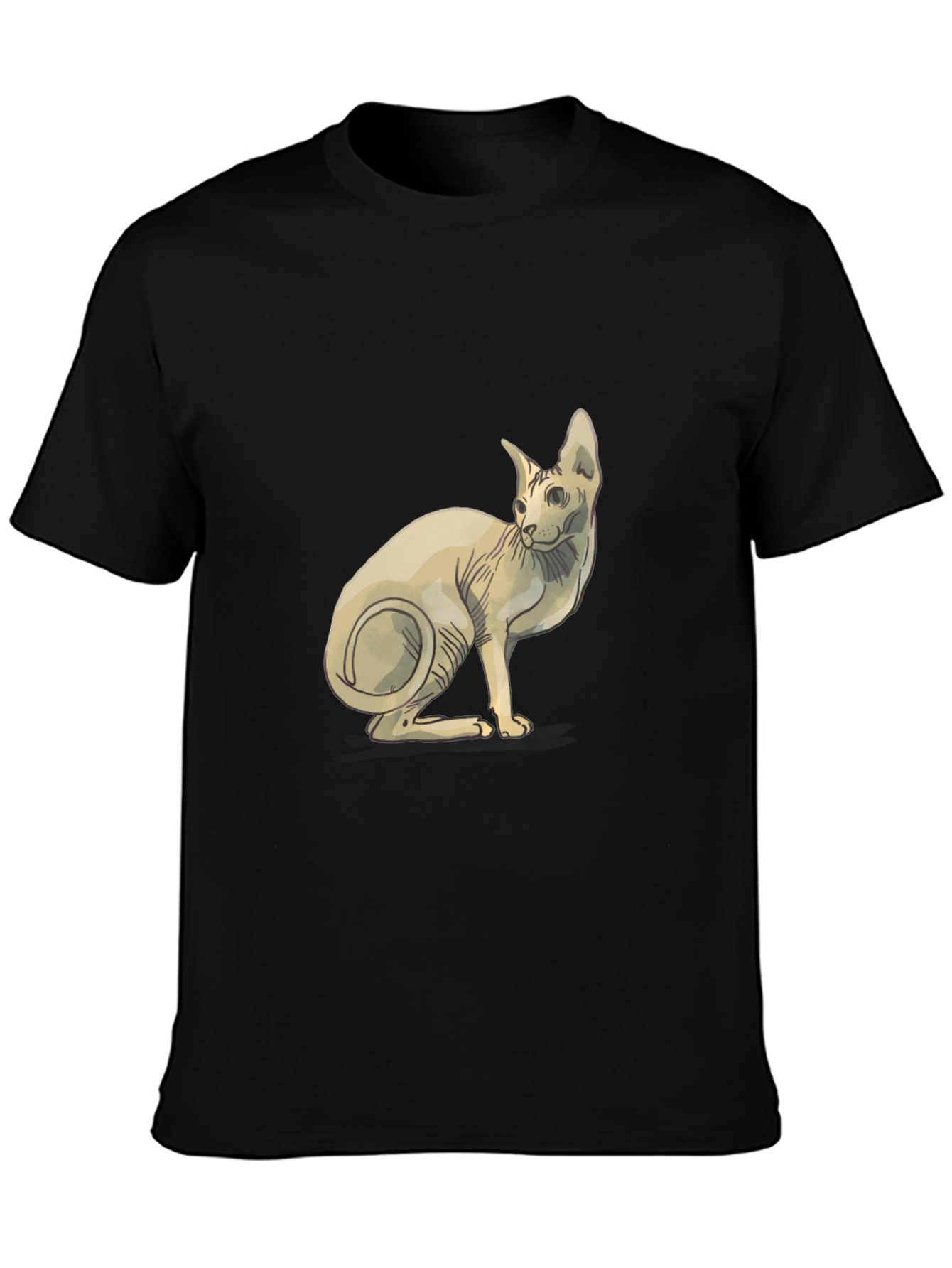 Sphynx Cat Graphic T-Shirt - Stylish Black Tee