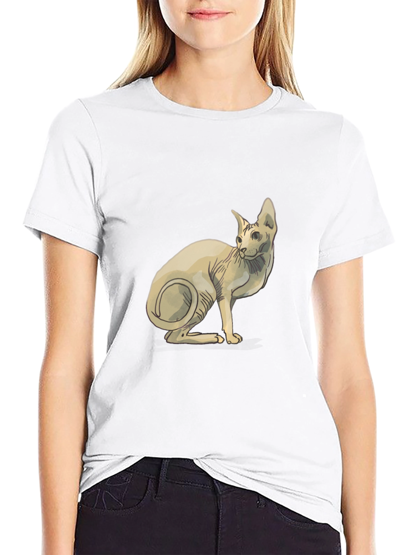 Sphynx Cat Graphic T-Shirt - Stylish Black Tee