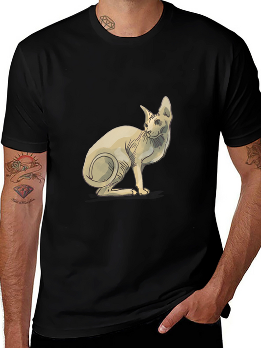 Sphynx Cat Graphic T-Shirt - Stylish Black Tee