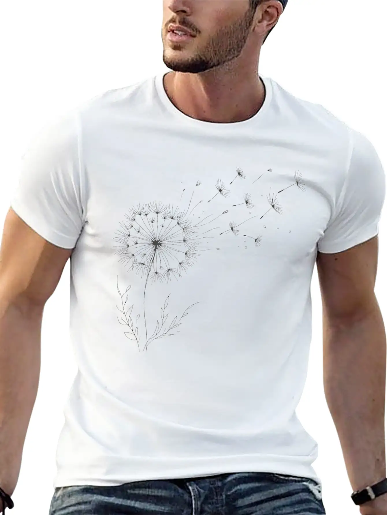 Dandelion Line Art Timeless Short Sleeve Tee – Comfy And Minimalist Design