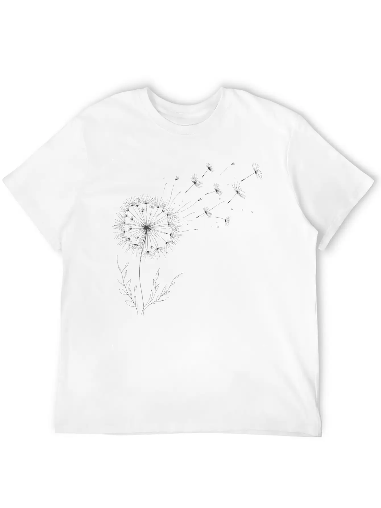 Dandelion Line Art Timeless Short Sleeve Tee – Comfy And Minimalist Design
