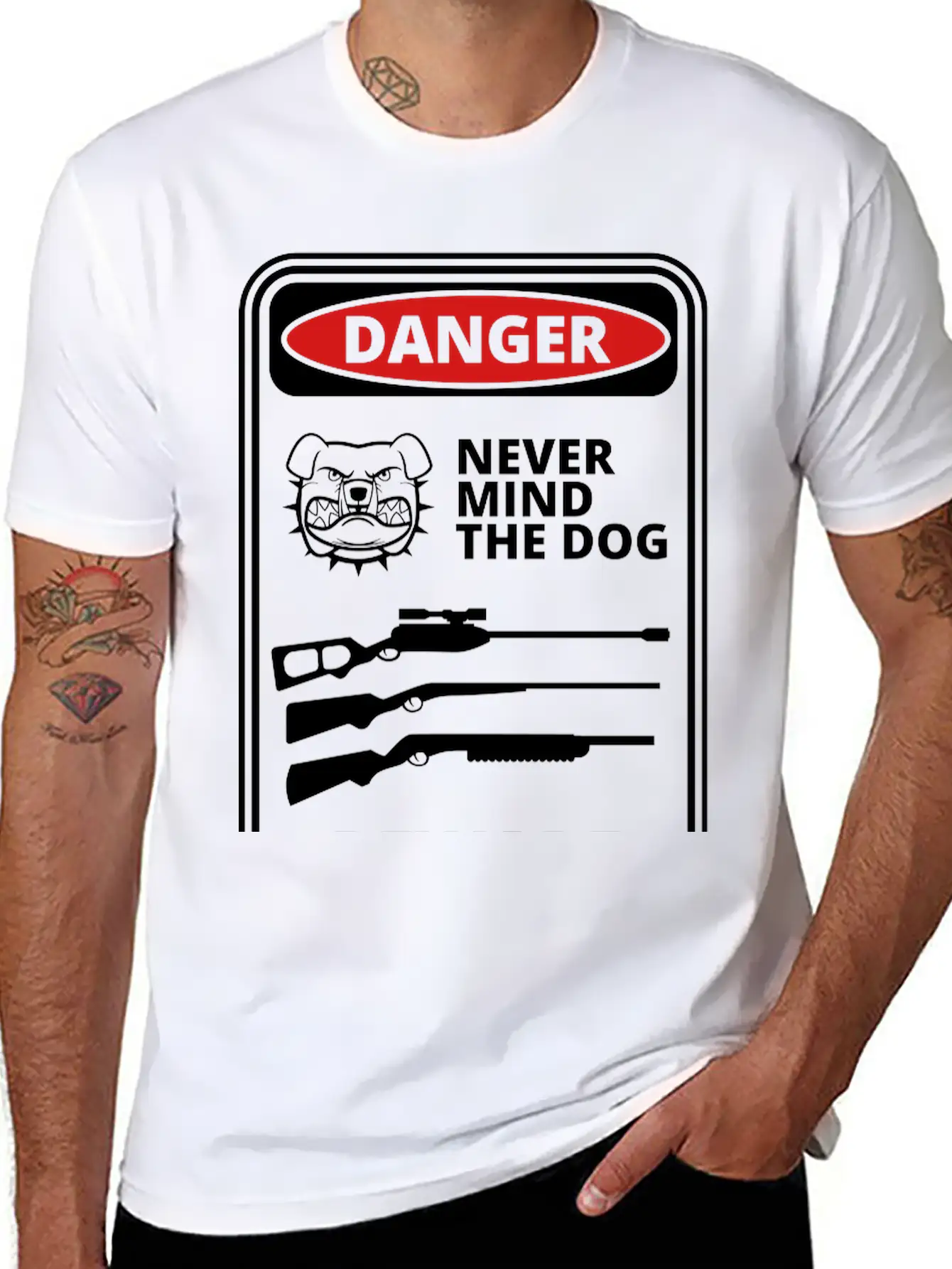 Danger Sign Unisex Short Sleeve Soft Cotton T-Shirt – Casual Everyday Wear
