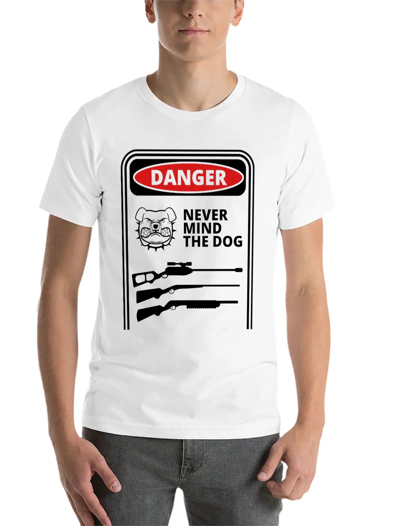Danger Sign Unisex Short Sleeve Soft Cotton T-Shirt – Casual Everyday Wear