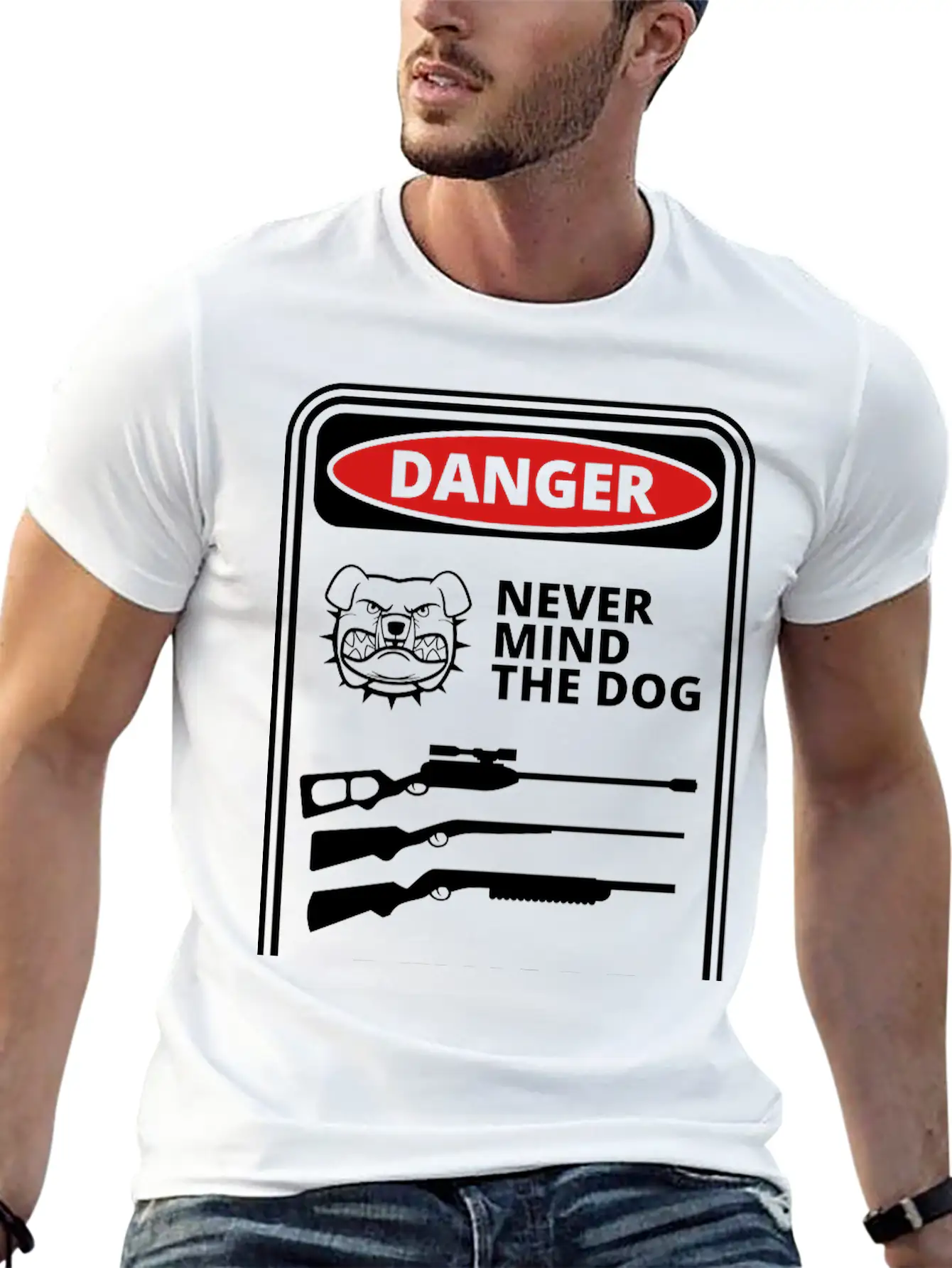Danger Sign Unisex Short Sleeve Soft Cotton T-Shirt – Casual Everyday Wear
