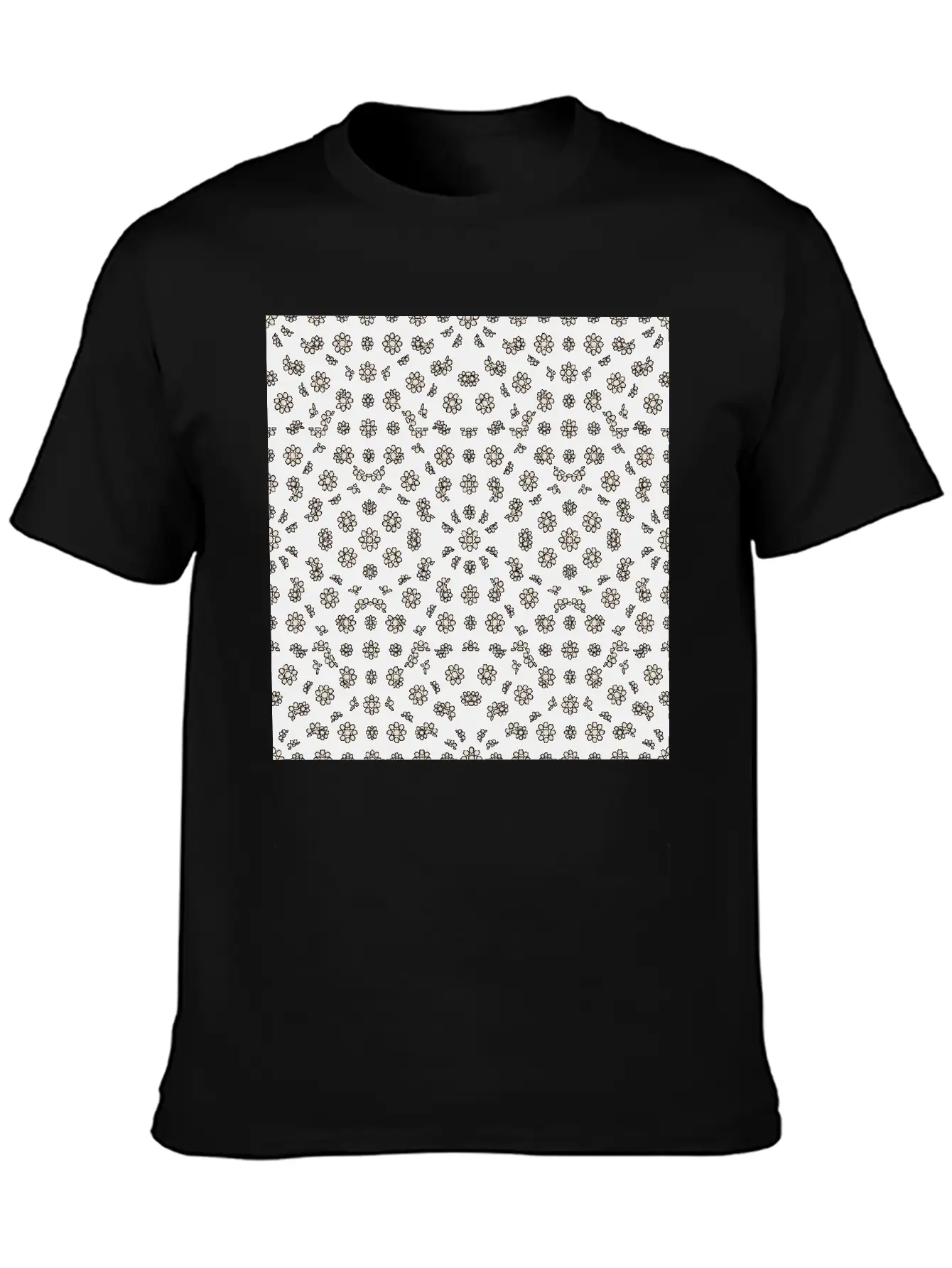 Dark Ditsy Floral Pattern Timeless Short Sleeve Tee – Comfy And Minimalist Design