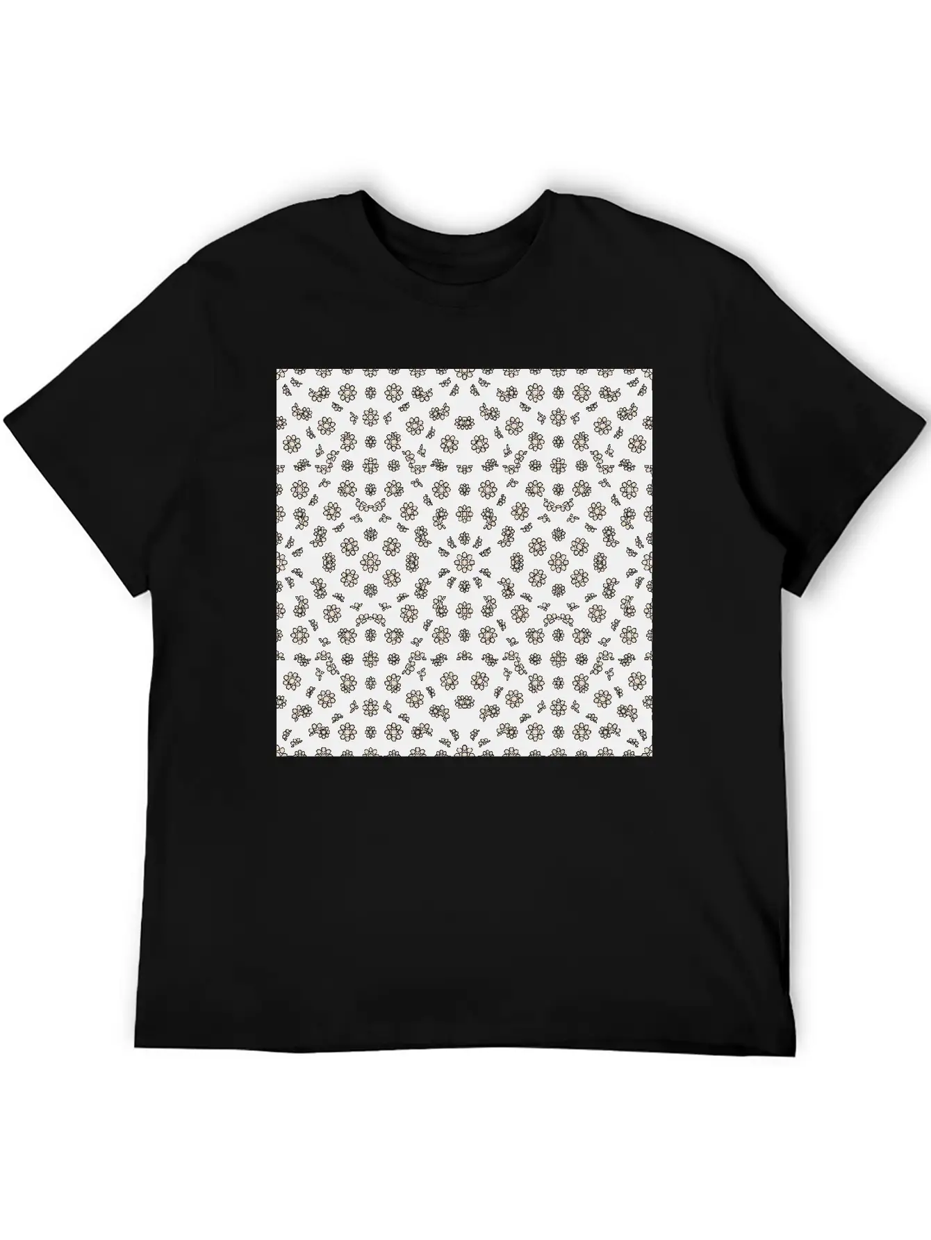 Dark Ditsy Floral Pattern Timeless Short Sleeve Tee – Comfy And Minimalist Design