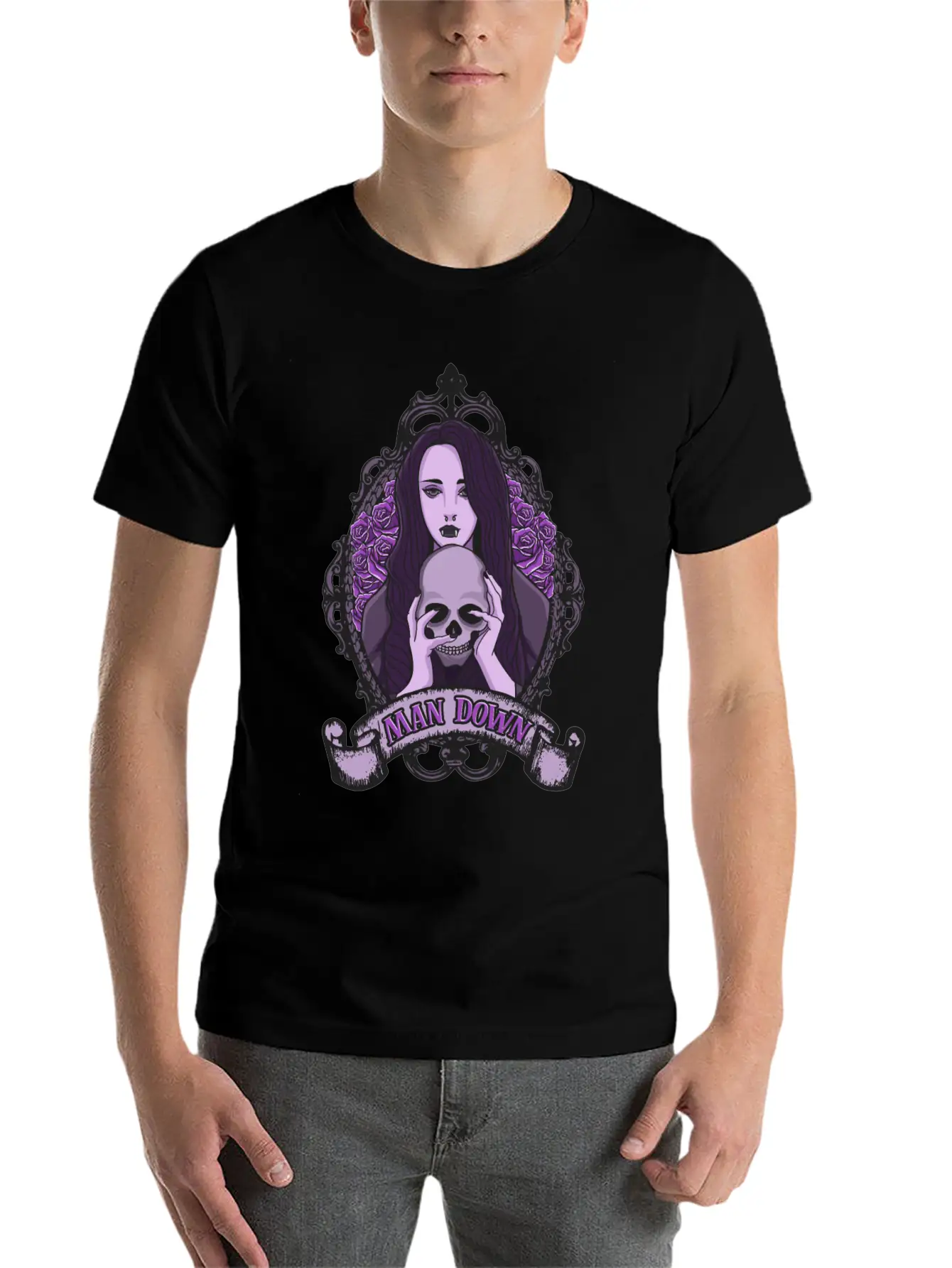 Dark Goth Man Down Vampire Girl Nose Ring Essential Unisex Summer Tee – Soft Cotton Casual Fit