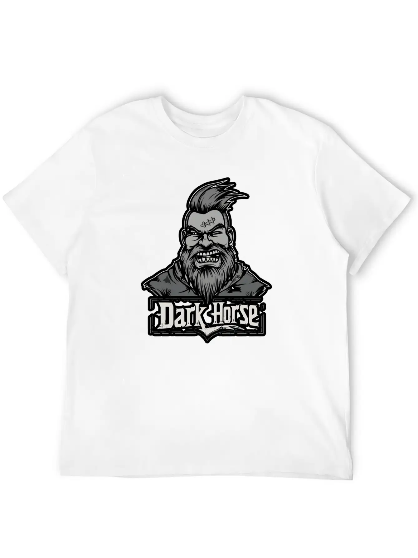 Dark Horse Logo With Bearded Man With Mohawk #1 Stylish Everyday T-Shirt – Unisex Basic Cotton Tee