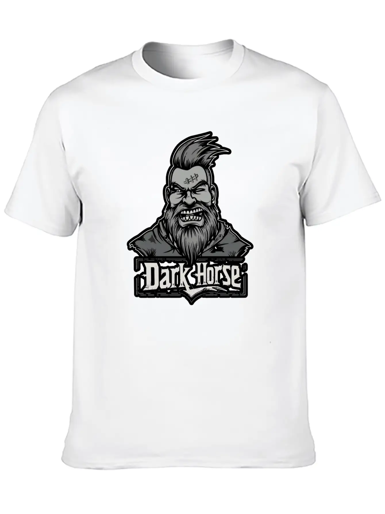 Dark Horse Logo With Bearded Man With Mohawk #1 Stylish Everyday T-Shirt – Unisex Basic Cotton Tee