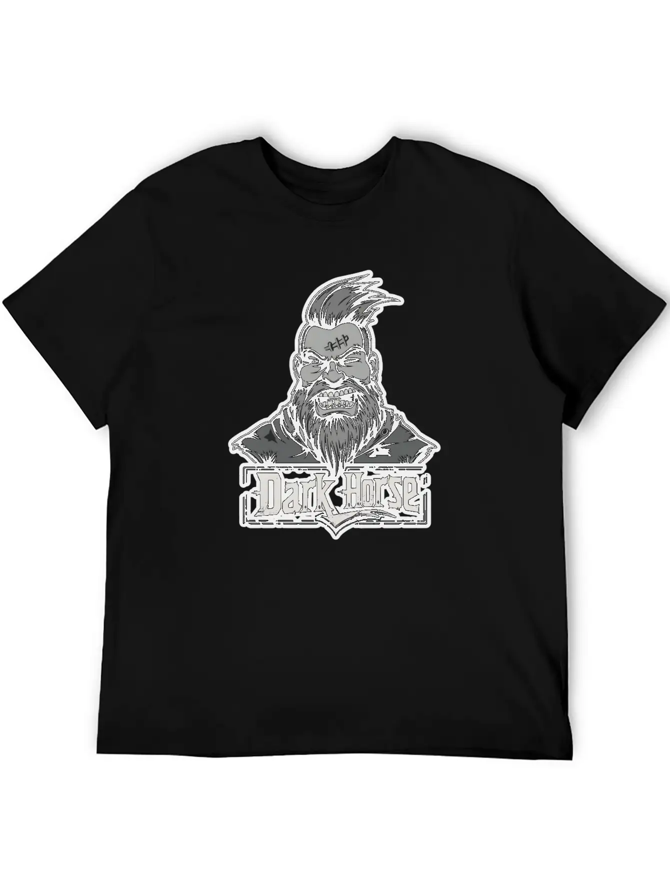 Dark Horse Logo With Bearded Man With Mohawk #1 Stylish Everyday T-Shirt – Unisex Basic Cotton Tee
