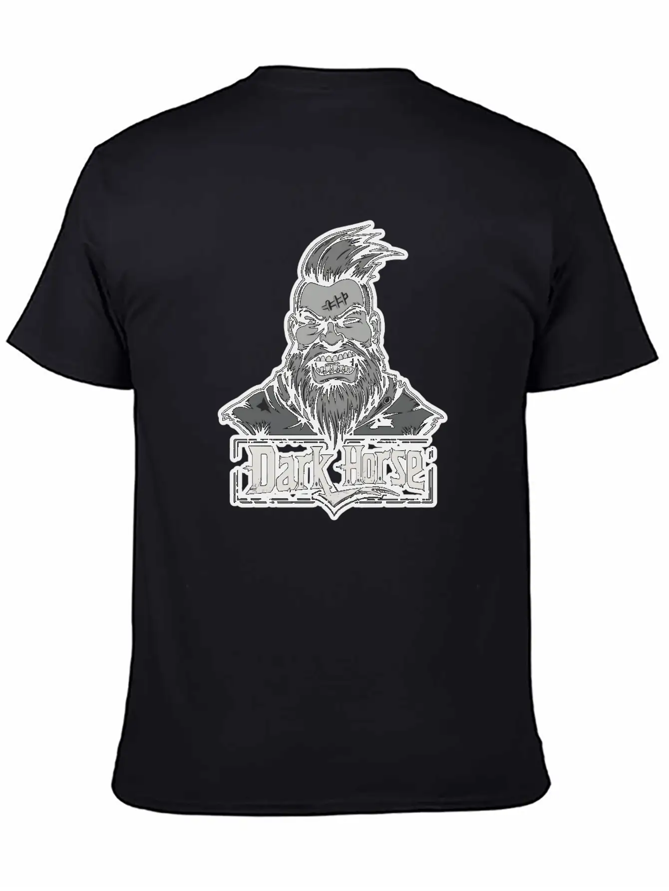 Dark Horse Logo With Bearded Man With Mohawk #1 Stylish Everyday T-Shirt – Unisex Basic Cotton Tee