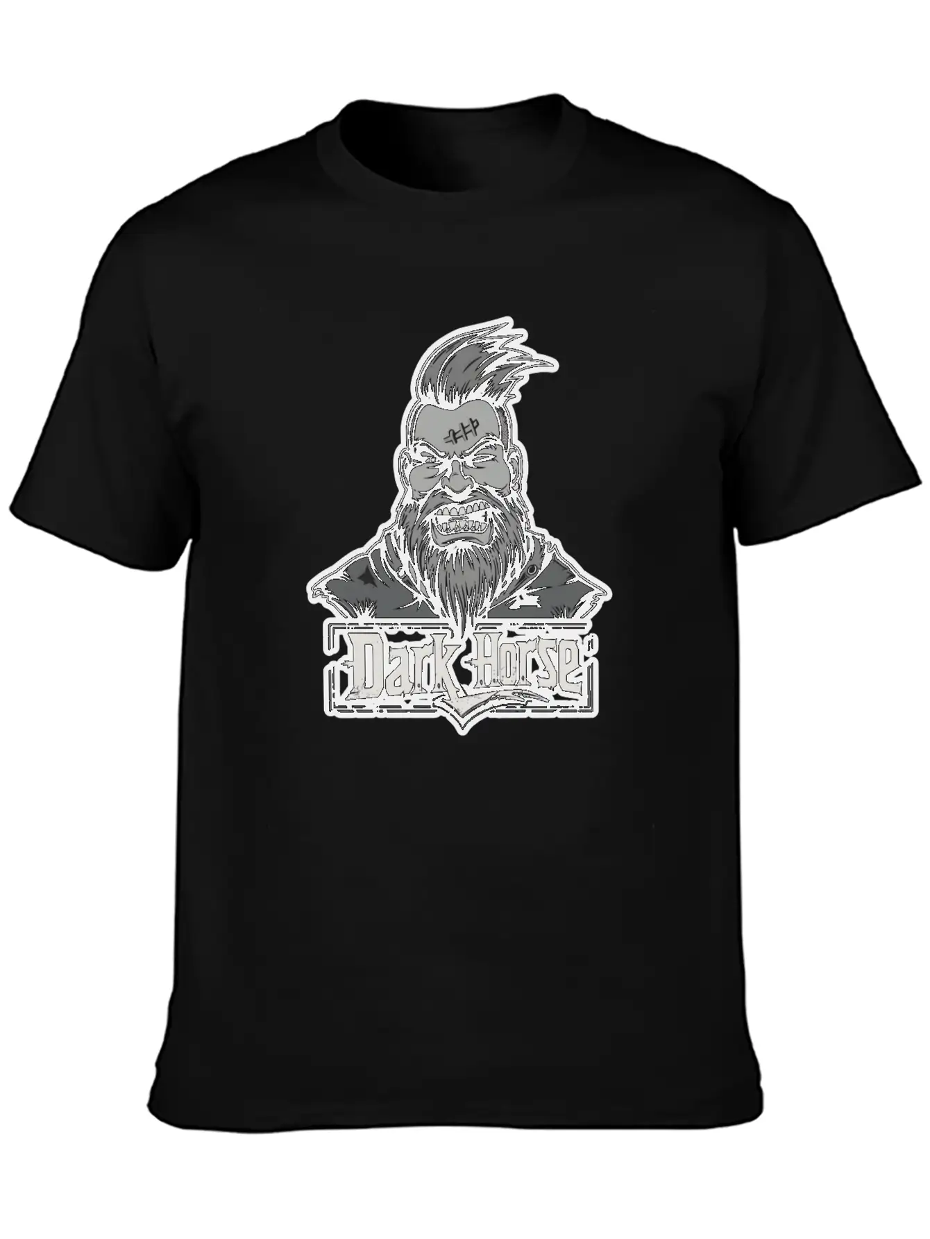 Dark Horse Logo With Bearded Man With Mohawk #1 Stylish Everyday T-Shirt – Unisex Basic Cotton Tee
