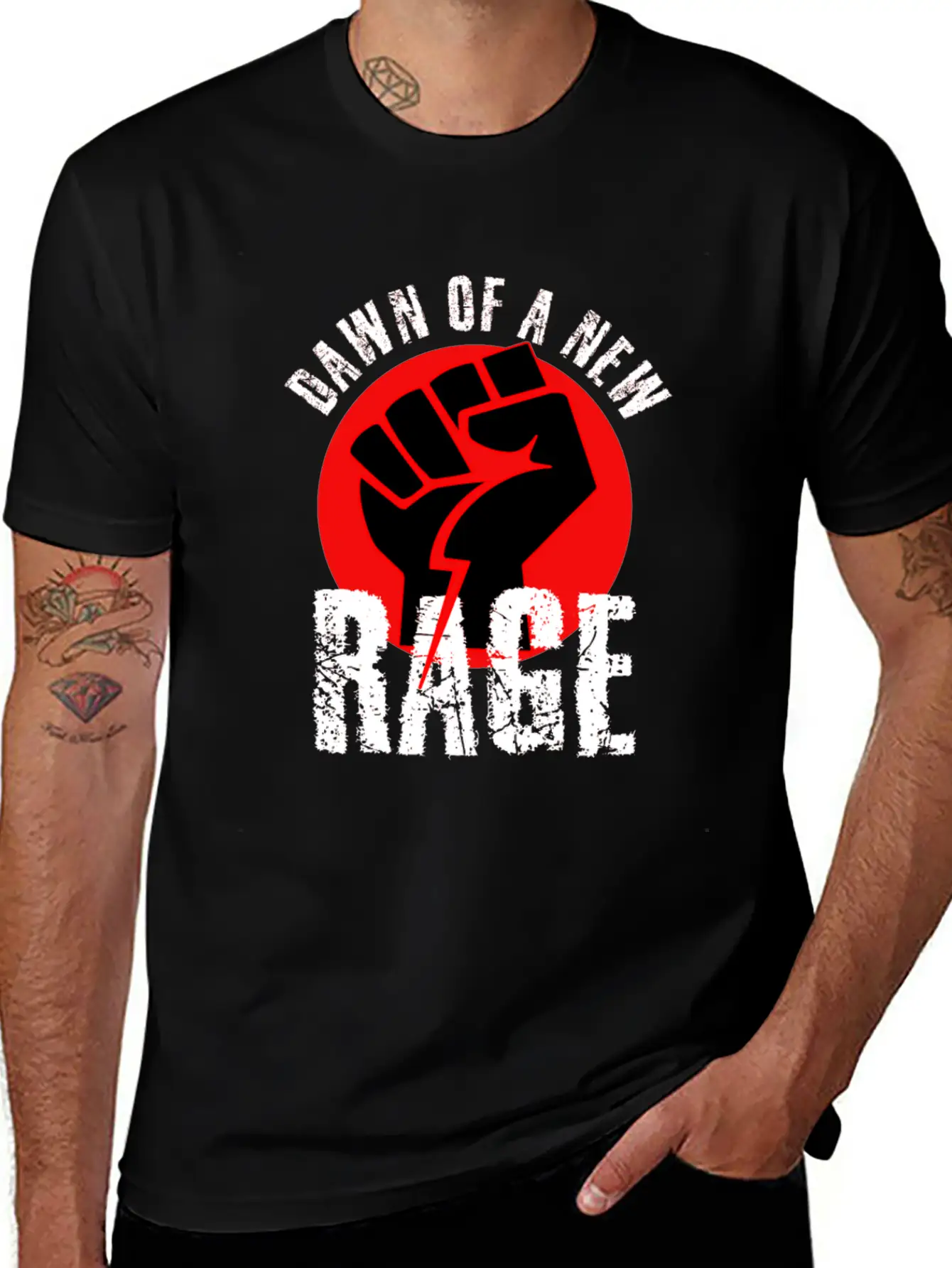 Dawn Of A New RAGE Civil Rights Retro Fist Design Basic Graphic T-Shirt – Daily Comfort In Soft Cotton