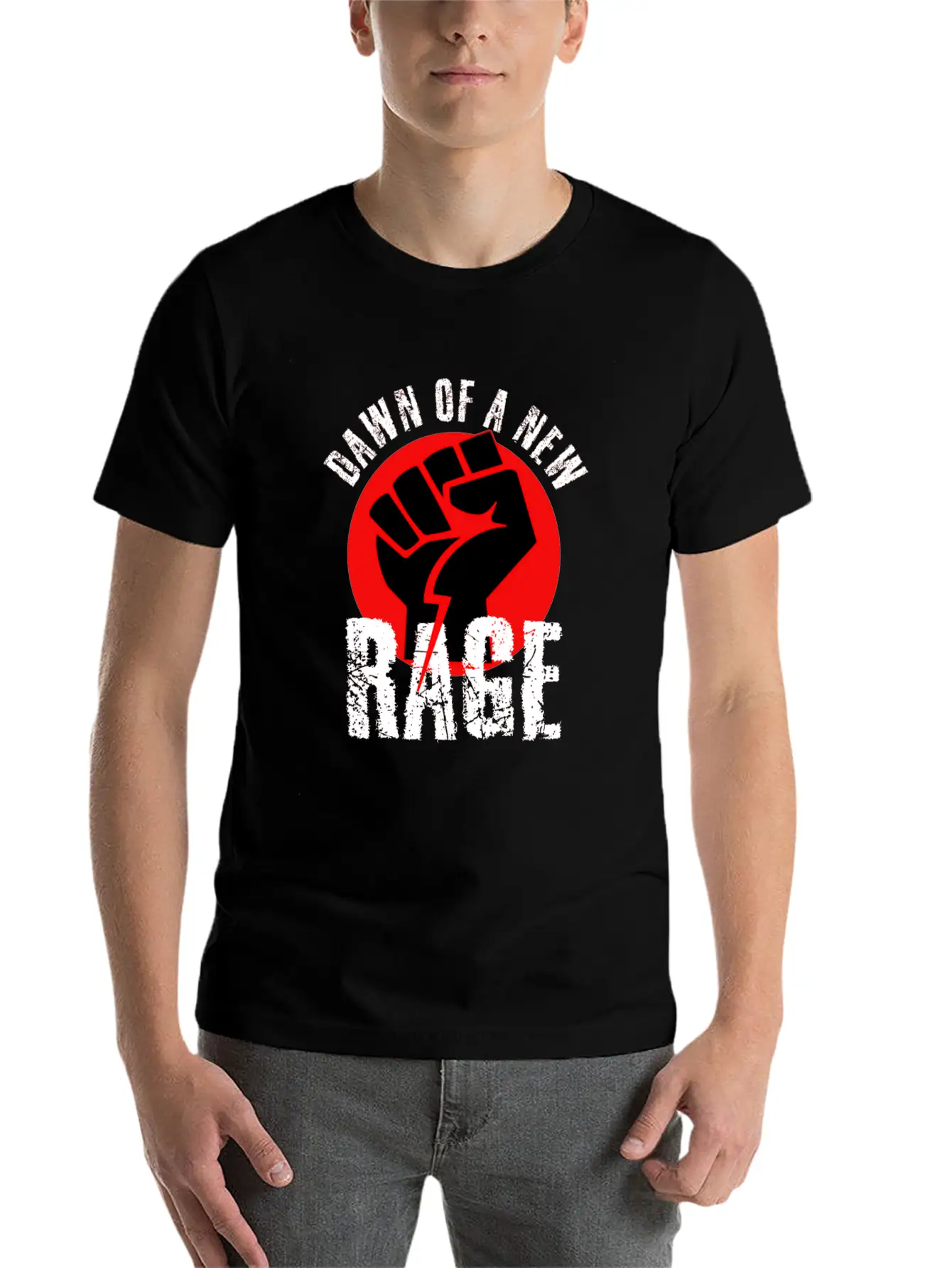 Dawn Of A New RAGE Civil Rights Retro Fist Design Basic Graphic T-Shirt – Daily Comfort In Soft Cotton