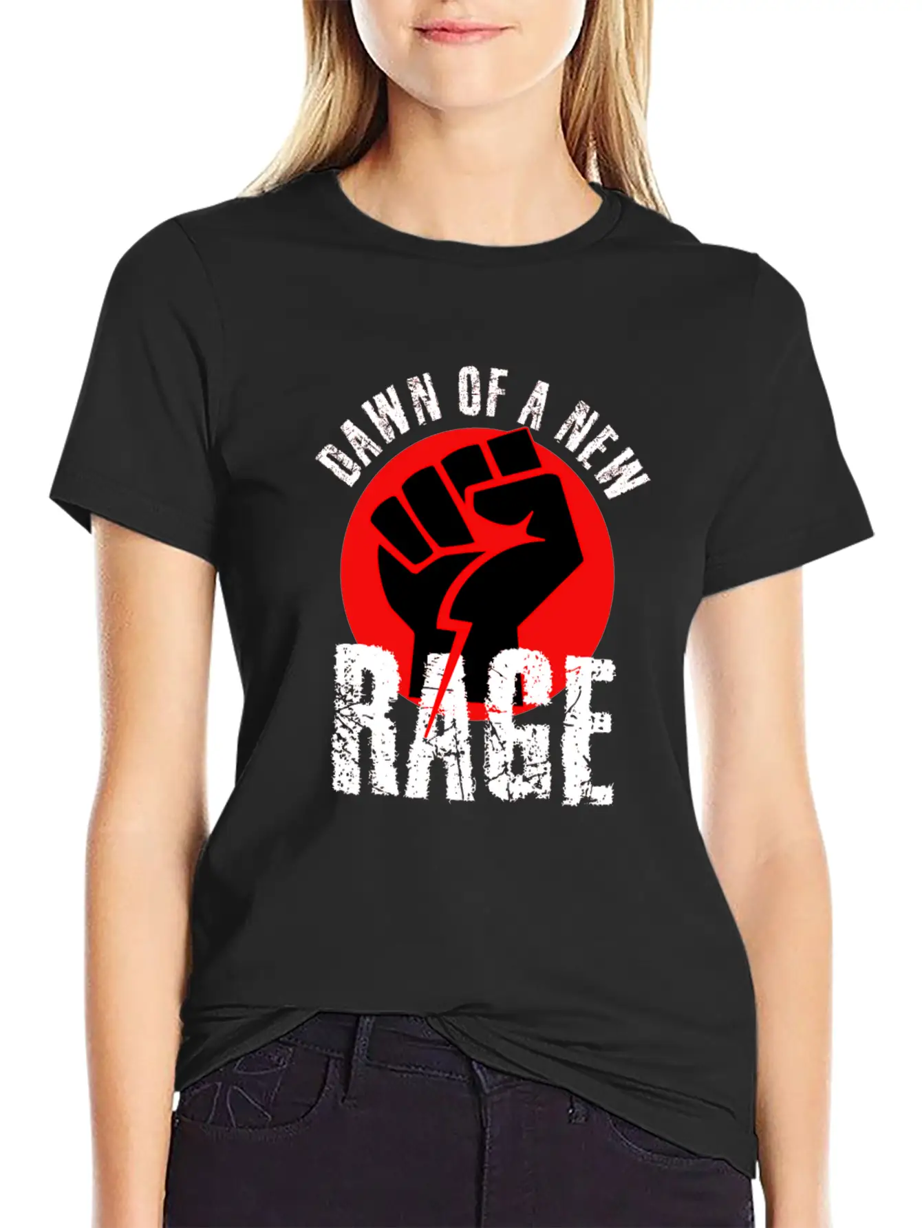 Dawn Of A New RAGE Civil Rights Retro Fist Design Basic Graphic T-Shirt – Daily Comfort In Soft Cotton