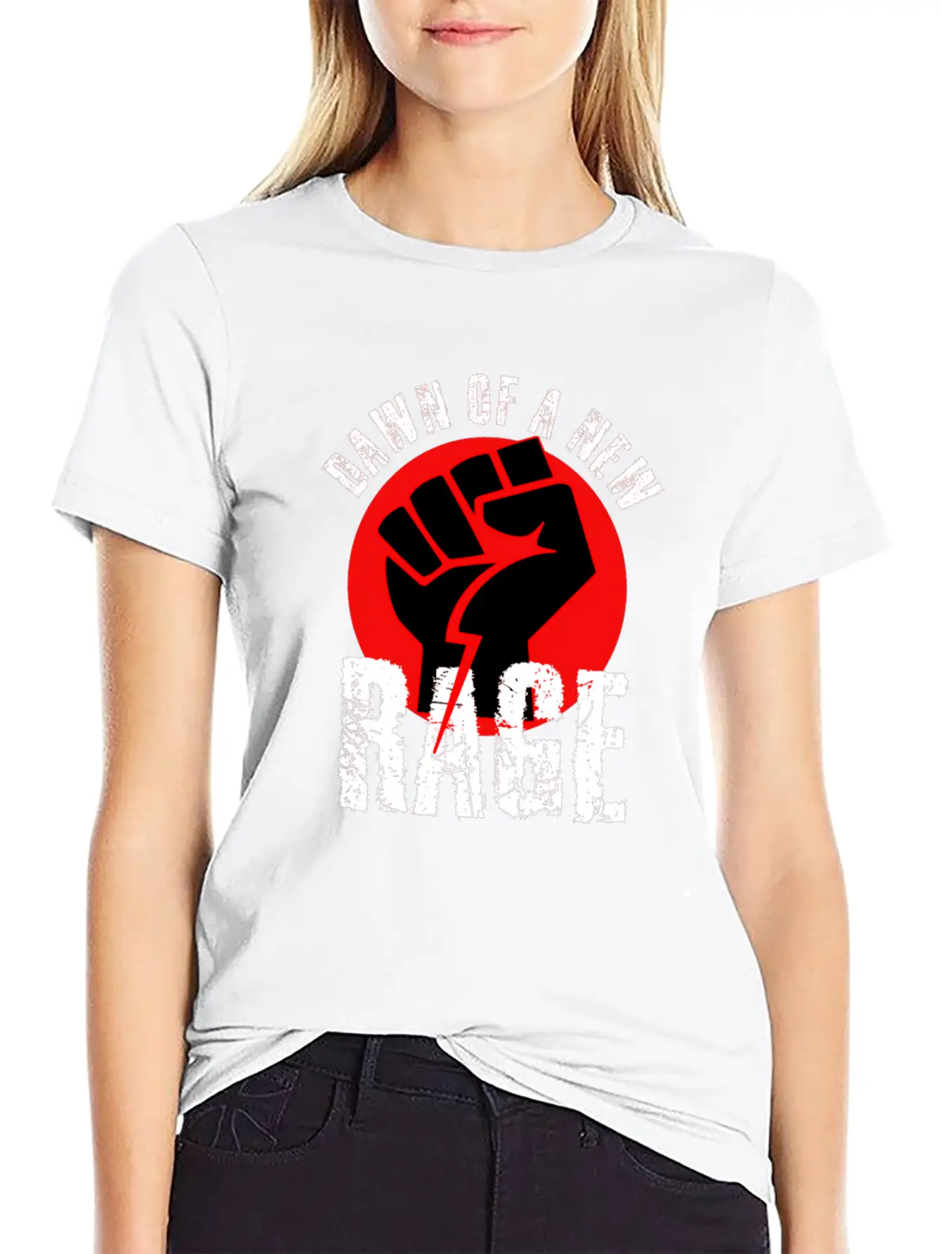 Dawn Of A New RAGE Civil Rights Retro Fist Design Basic Graphic T-Shirt – Daily Comfort In Soft Cotton
