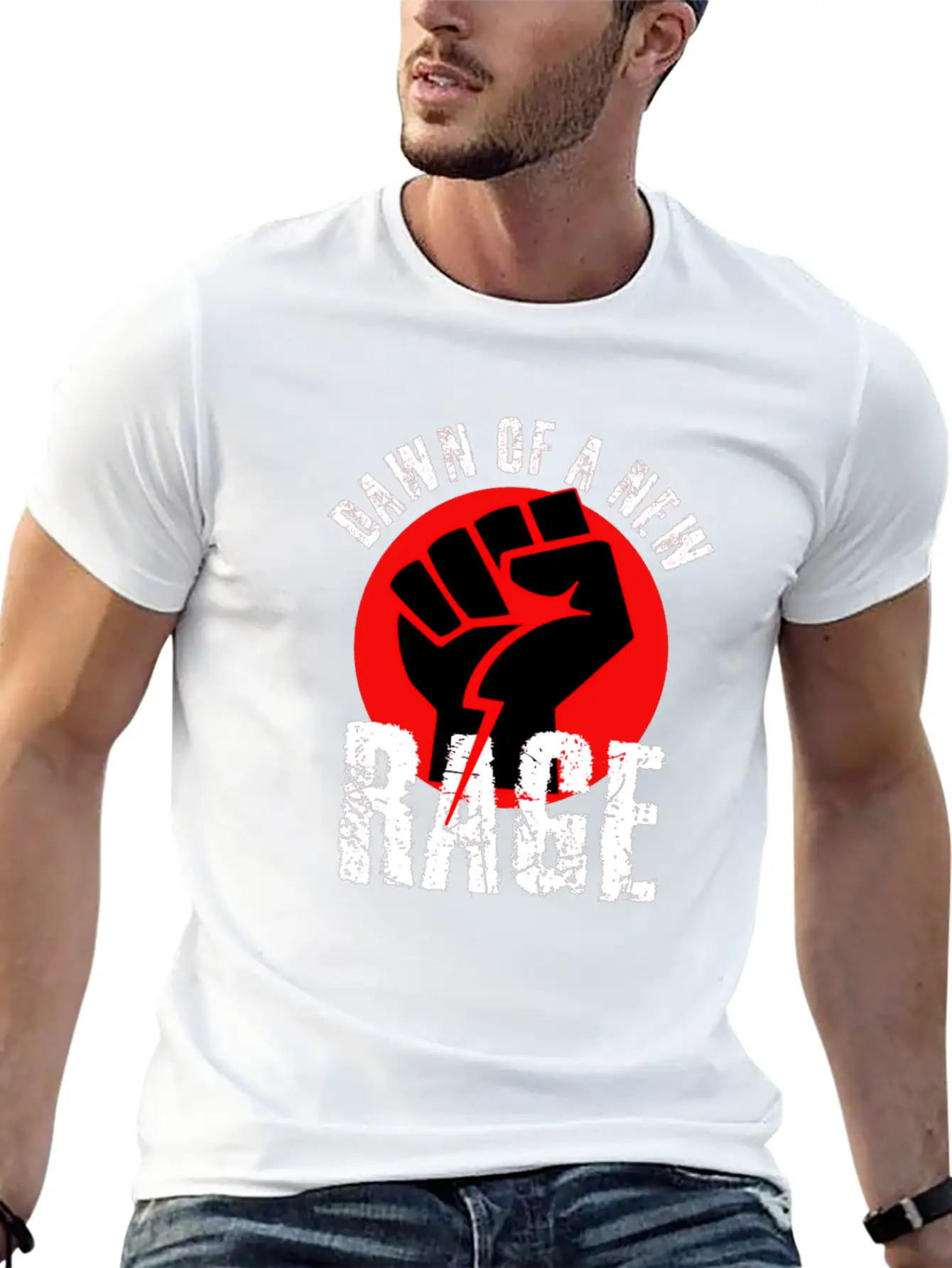 Dawn Of A New RAGE Civil Rights Retro Fist Design Basic Graphic T-Shirt – Daily Comfort In Soft Cotton