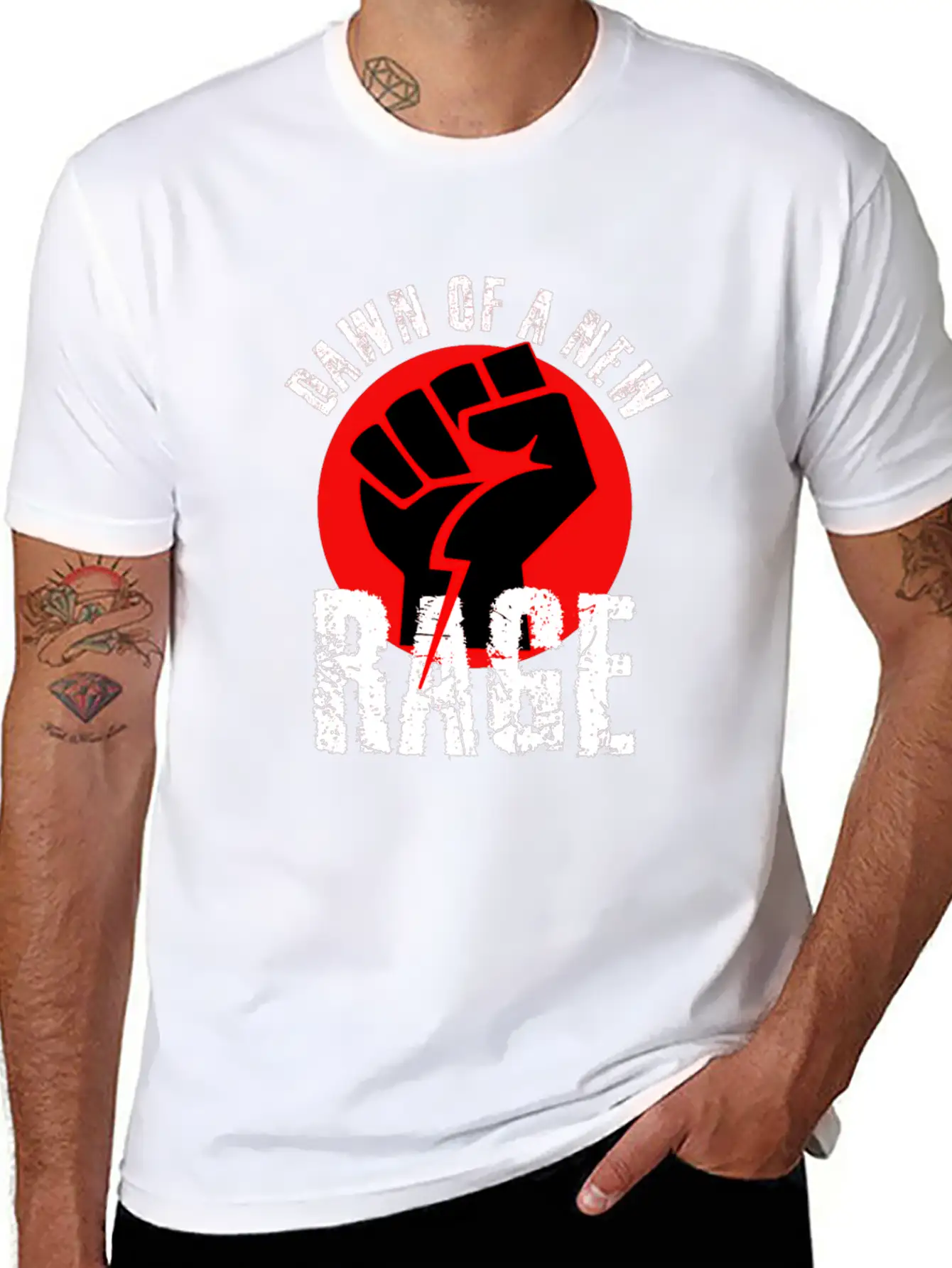 Dawn Of A New RAGE Civil Rights Retro Fist Design Basic Graphic T-Shirt – Daily Comfort In Soft Cotton