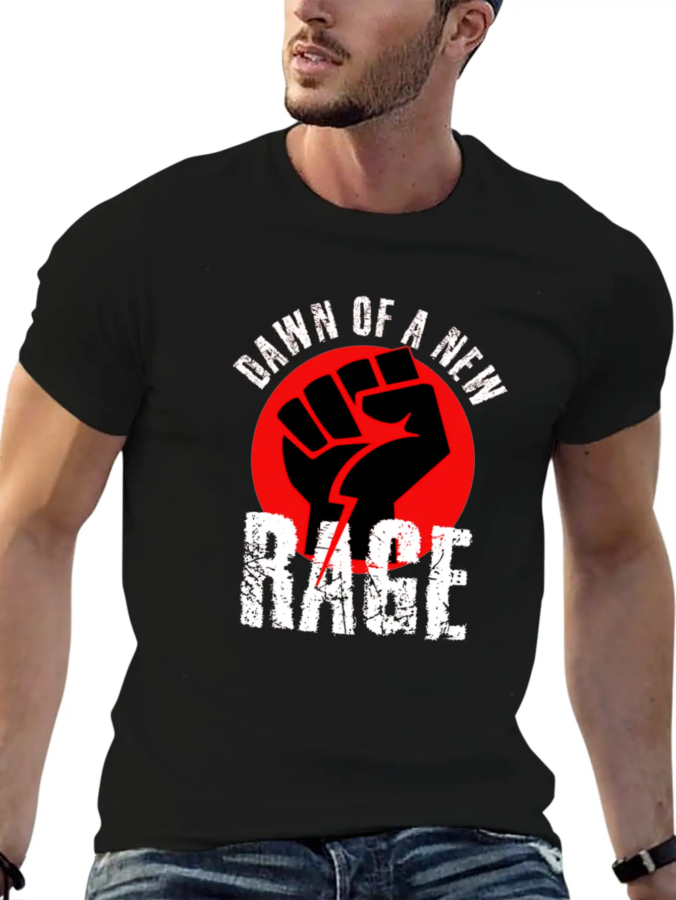 Dawn Of A New RAGE Civil Rights Retro Fist Design Basic Graphic T-Shirt – Daily Comfort In Soft Cotton