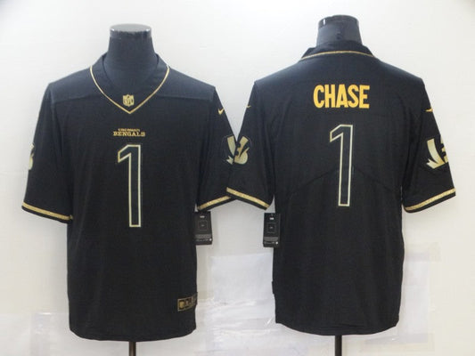 Men's Cincinnati Bengals Ja'Marr Chase #1 Black Game Player Jerseys