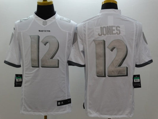 Men's Baltimore Ravens Jacoby Jones #12 White Game Jerseys