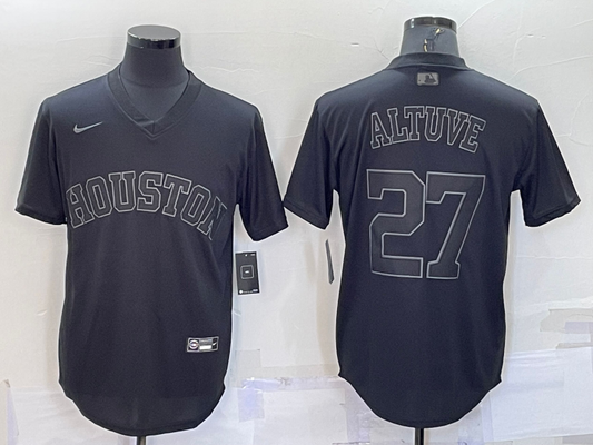 Men's Houston Astros Jose Altuve #27 Black Fashion Stitched Jerseys