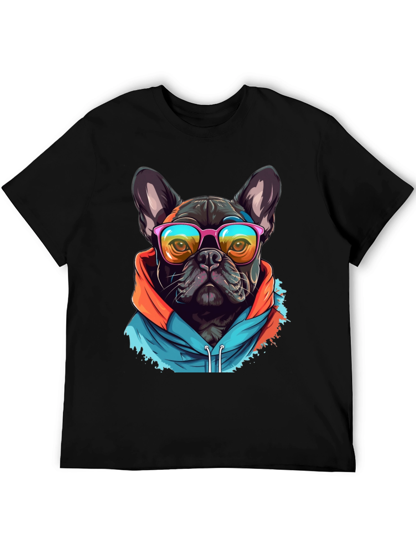 Cool Dog Tee: French Bulldog in Hoodie & Shades